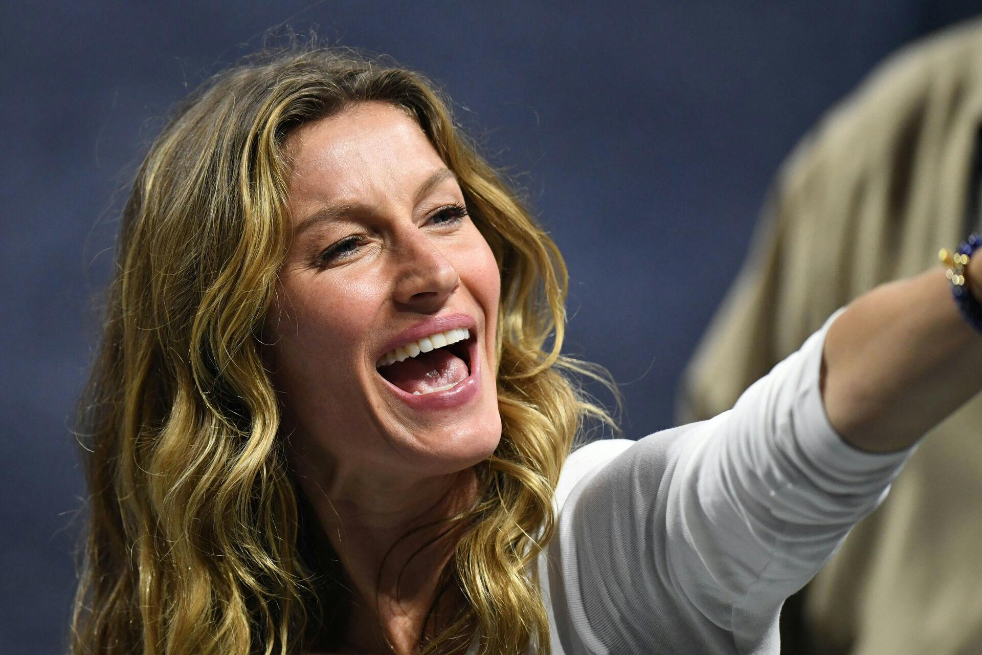 Feb 3, 2019; Atlanta, GA, USA; Gisele Bundchen reacts after Super Bowl LIII between the New England Patriots and the Los Angeles Rams at Mercedes-Benz Stadium. Mandatory Credit: Dale Zanine-USA TODAY Sports