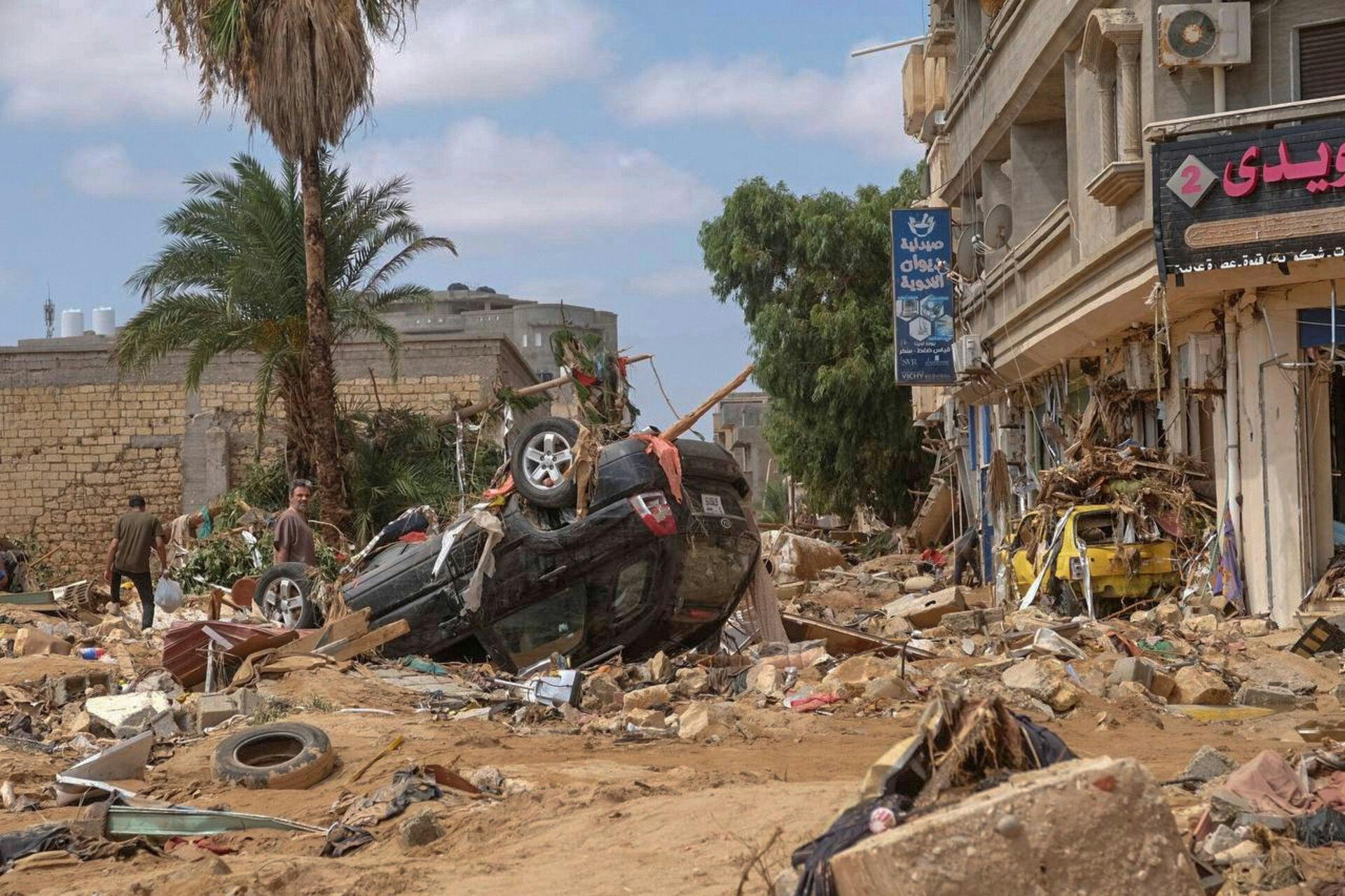 Oversvømmelserne i Libyen har medført massive ødelæggelser.