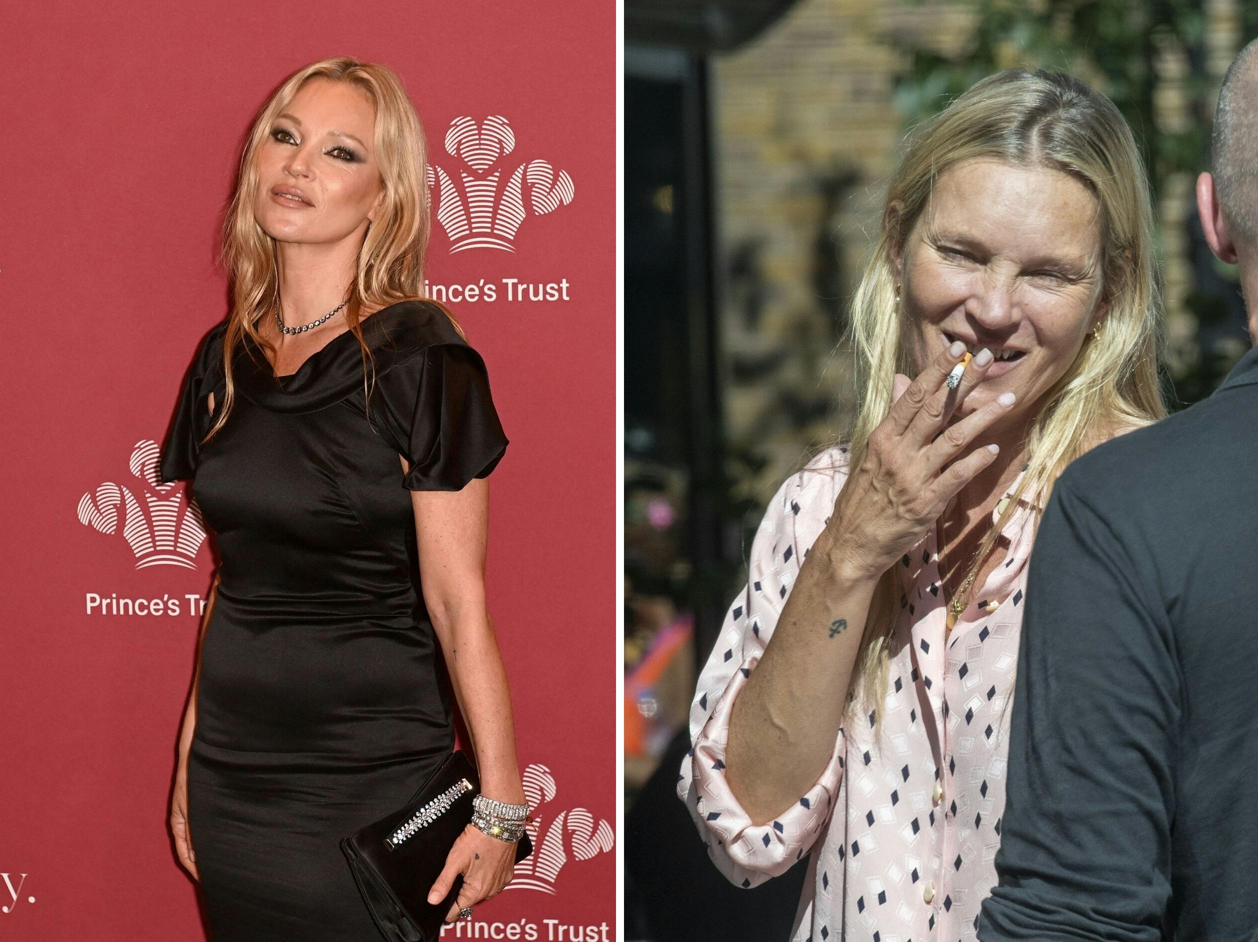 British model Kate Moss arrives for the Prince's Trust Gala at Cipriani South Street in lower Manhattan, in New York City on April 27, 2023. (Photo by Andrea RENAULT / AFP)