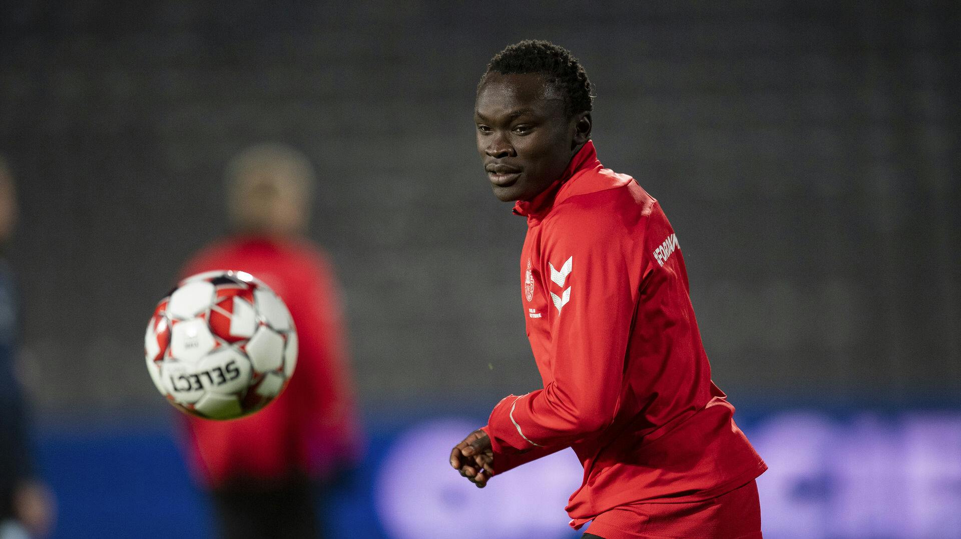 Danmarks Pione Sisto under træningen, forud for mandagens kamp mod Irland, på Ceres Park i Aarhus, søndag den 18. november 2018.. (Foto: Bo Amstrup/Ritzau Scanpix)