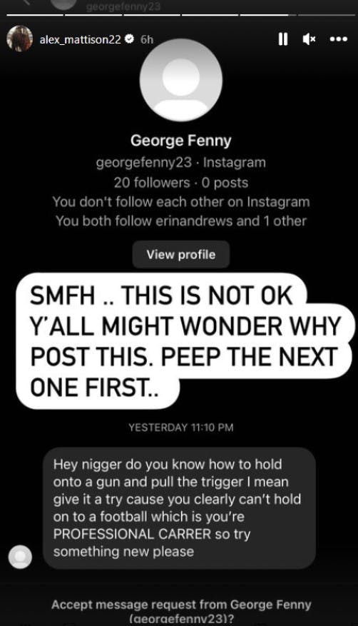 Alexander Mattison valgte efter nederlaget til Philadelphia Eagles at dele to af de desværre mange racistiske beskeder, som han modtog efter kampen.