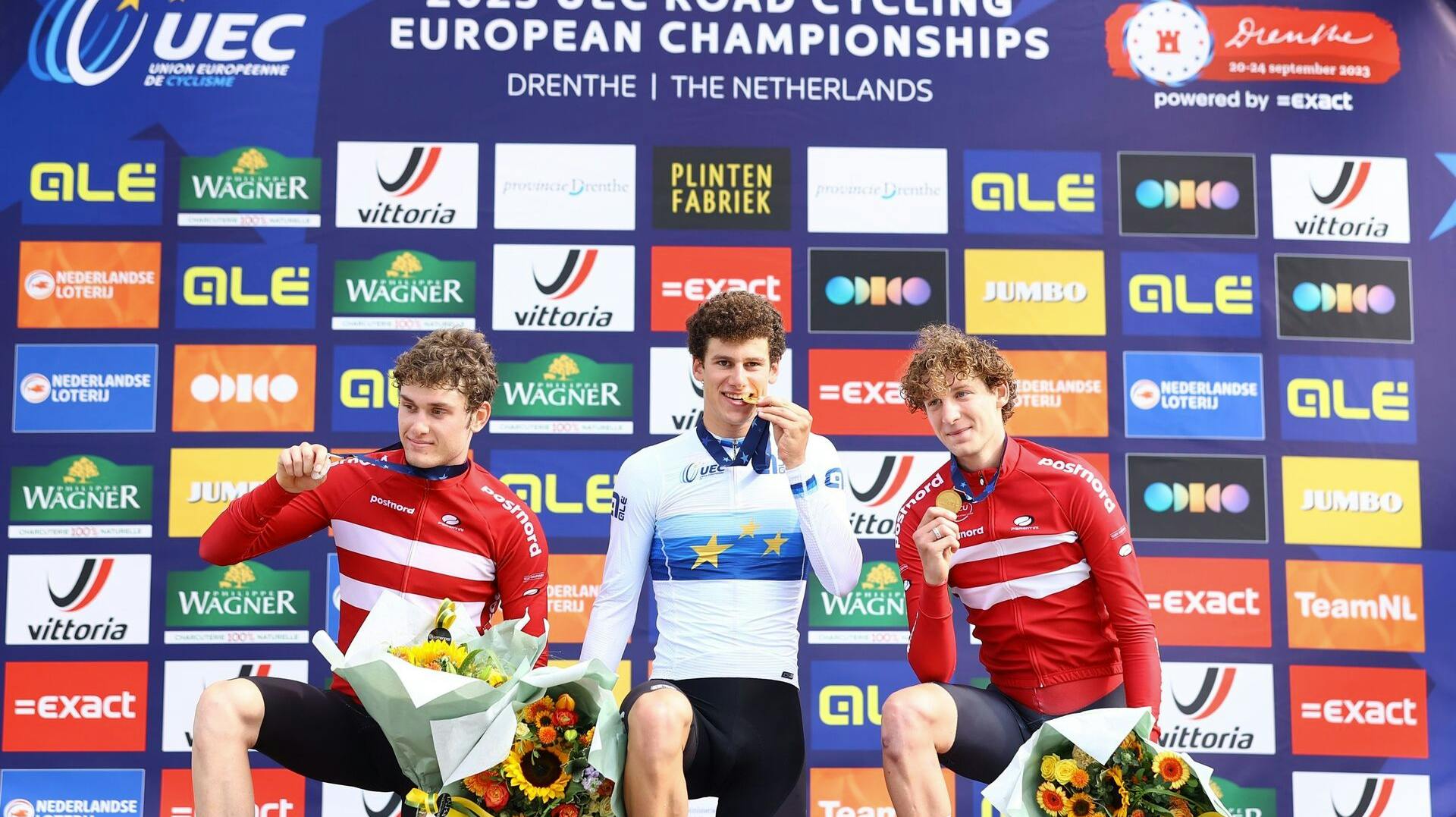 To danskere kom på podiet ved U23-EM i enkeltstart. Carl-Frederik Bevort (tv.) og Gustav Wang (th.) fik henholdsvis sølv og bronze.