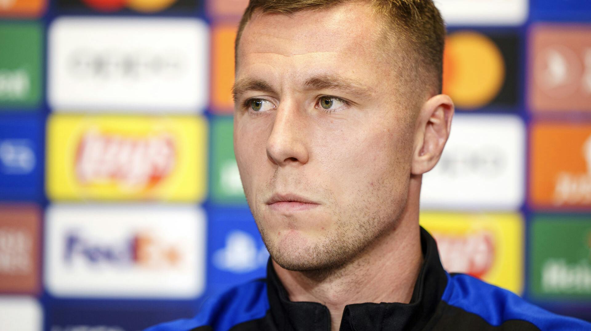 FCKs Lukas Lerager - FC København holder pressemøde i Parken tirsdag den 1. november 2022.. (Foto: Bo Amstrup/Ritzau Scanpix)