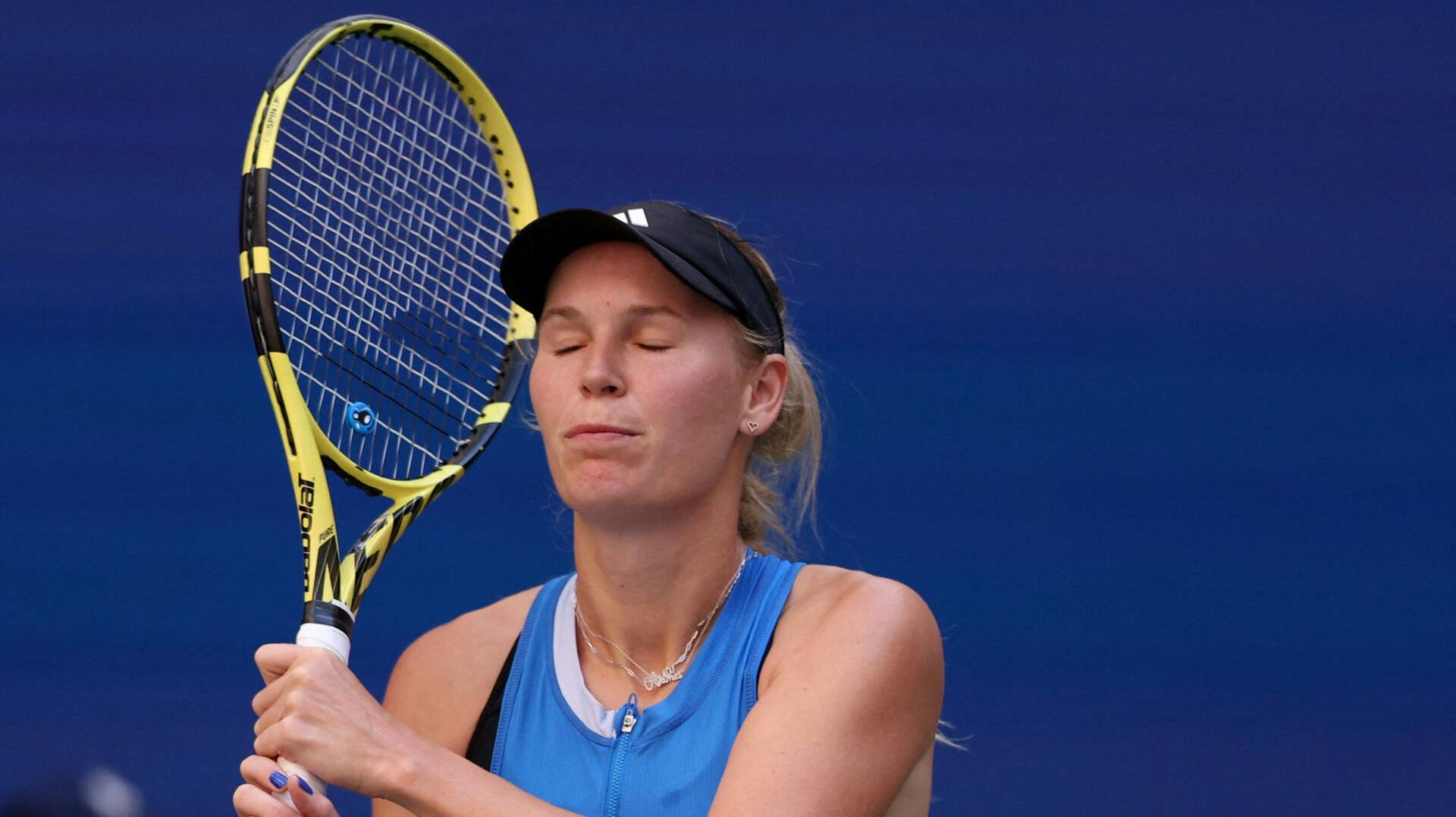 Tennis - U.S. Open - Flushing Meadows, New York, United States - September 1, 2023 Denmark's Caroline Wozniacki reacts during her third round match against Jennifer Brady of the U.S. REUTERS/Mike Segar
