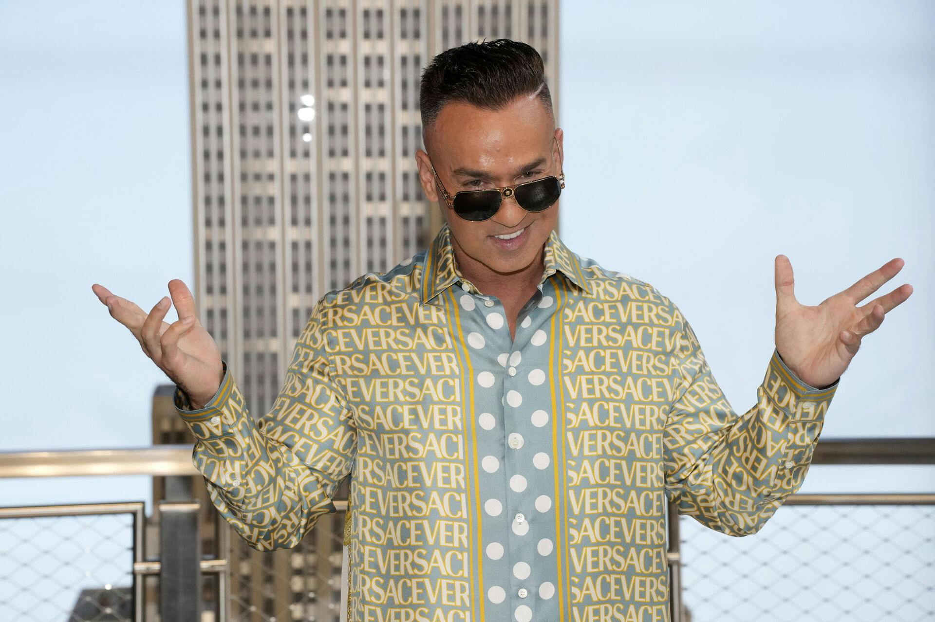 Mike "The Situation" Sorrentino from the cast of "Jersey Shore Family Vacation" visits the Empire State Building on Thursday, Aug. 3, 2023, in New York. (Photo by Charles Sykes/Invision/AP)