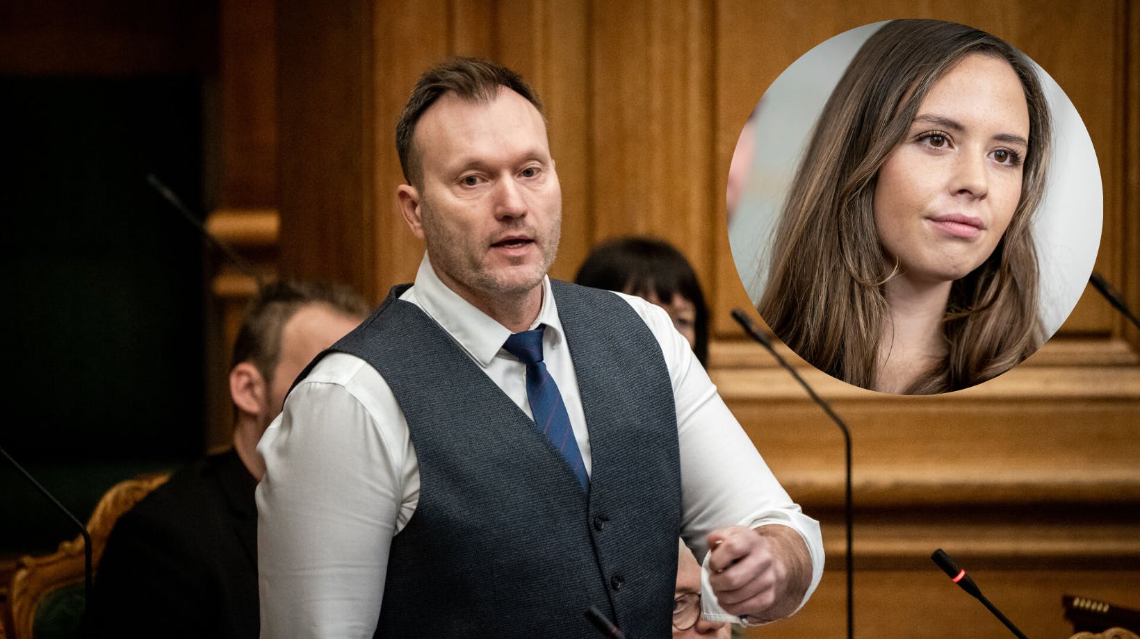 Live i æteren indrømmer Lars Boje Mathiesen, at han har et godt øje til den røde politikerkollega Victoria Velásquez.