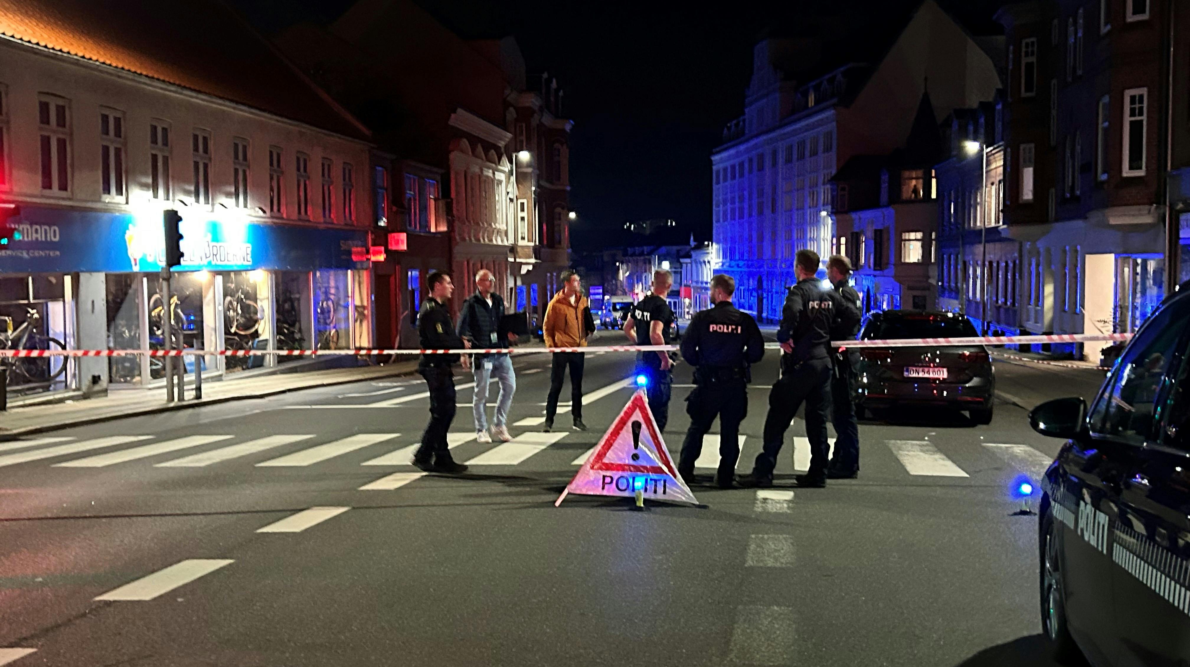Haderslevvej i Kolding, hvor politiet var til stede tirsdag aften.