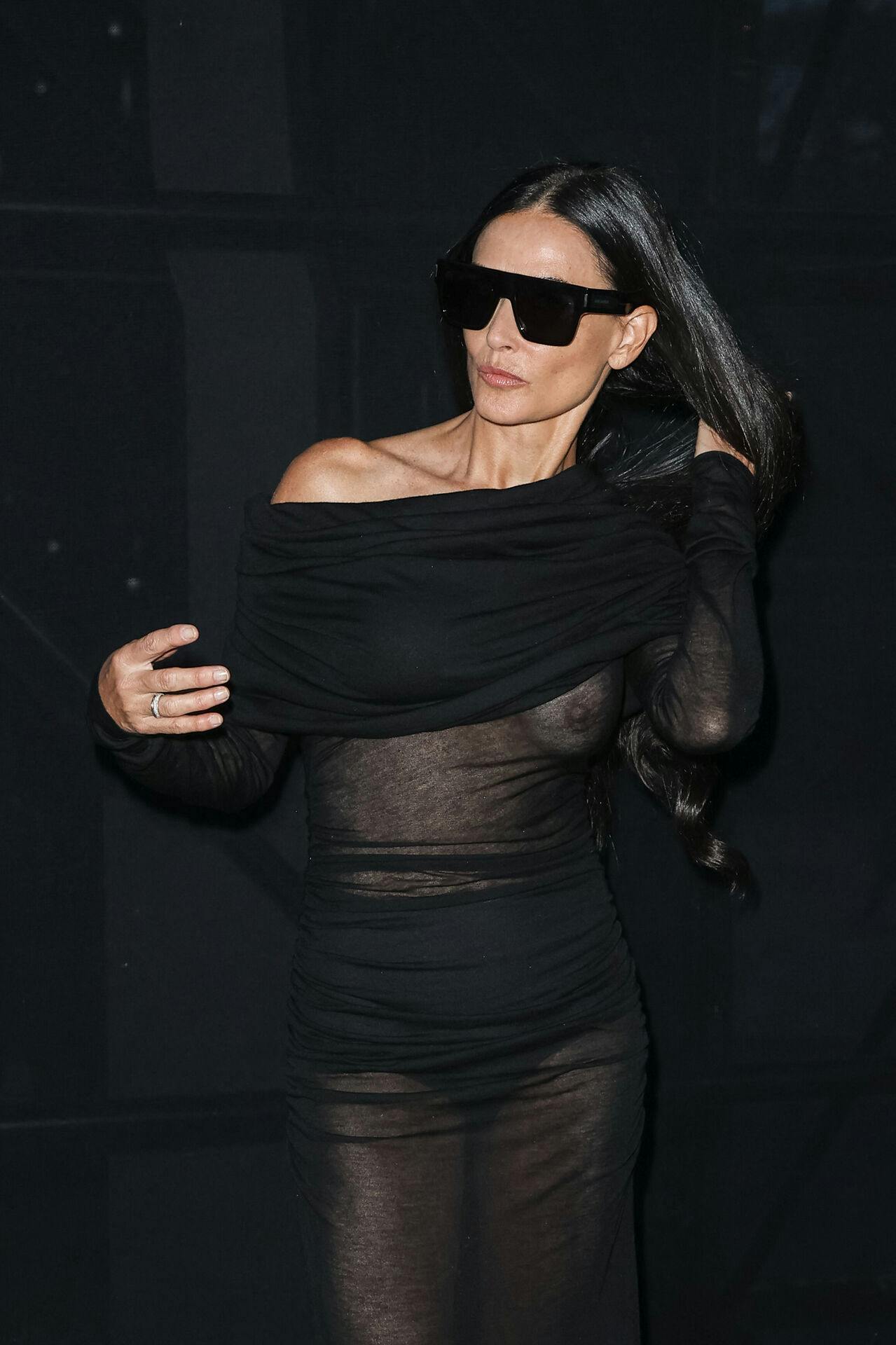 Demi Moore attends the Saint Laurent Womenswear Spring/Summer 2024 show as part of Paris Fashion Week in Paris, France on September 26, 2023. Photo by ABACAPRESS.COM