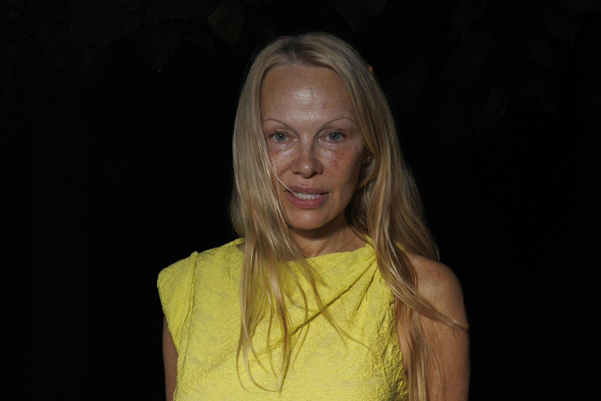 Pamela Anderson attends the Isabel Marant Spring/Summer 2024 womenswear fashion collection presented Thursday, Sept. 28, 2023 in Paris. (AP Photo/Vianney Le Caer)