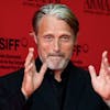 Danish actor Mads Mikkelsen poses on the red carpet ahead of the screening of the film "Bastarden / The promised land" during the 71st edition of the San Sebastian Film Festival in the northern Spanish Basque city of San Sebastian on September 26, 2023. (Photo by ANDER GILLENEA / AFP)