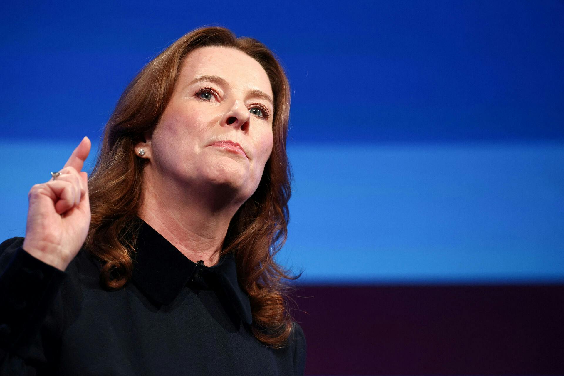 British Secretary of State for Education Gillian Keegan gestures at Britain's Conservative Party's annual conference in Manchester, Britain, October 2, 2023. REUTERS/Toby Melville