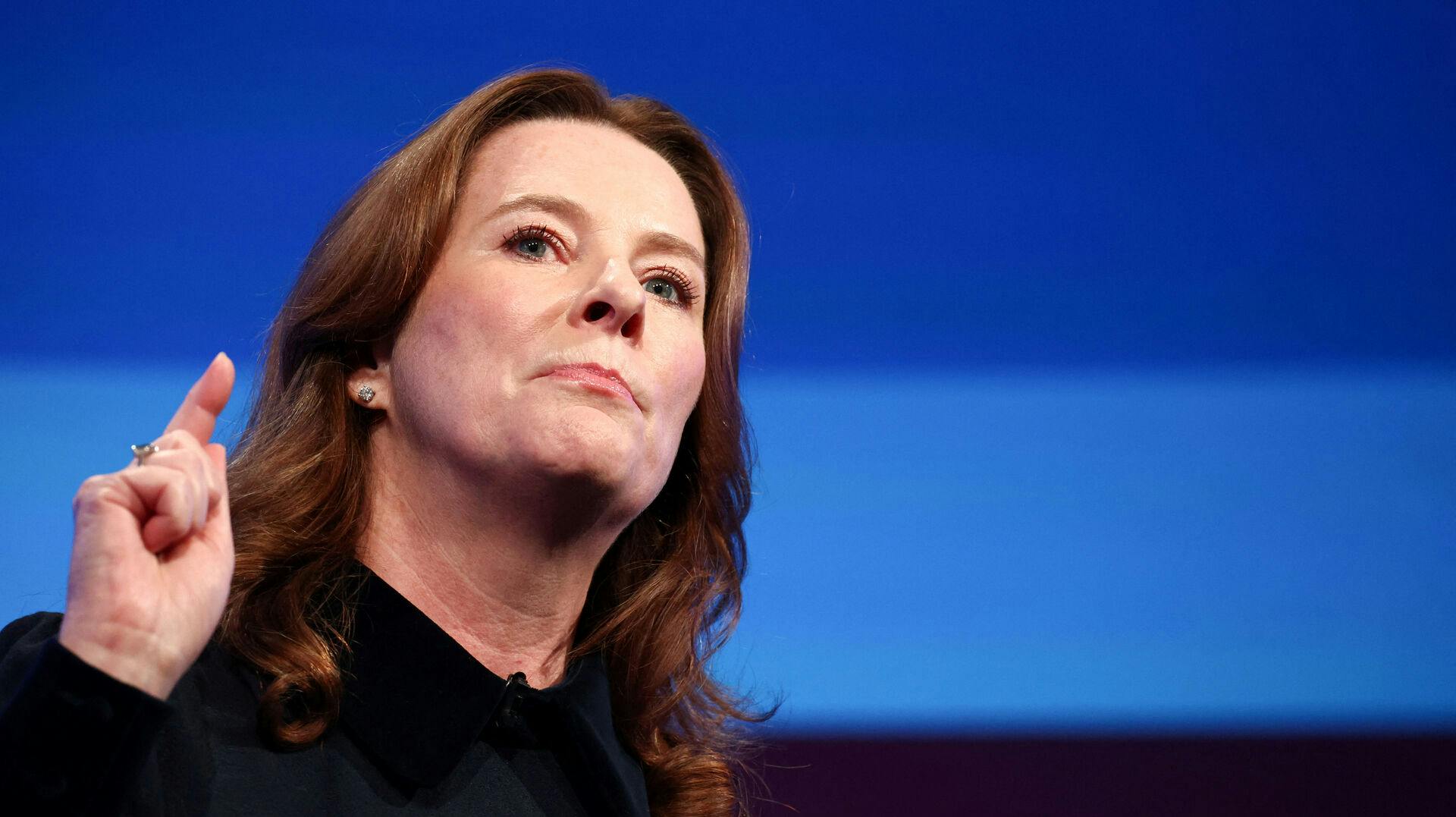 British Secretary of State for Education Gillian Keegan gestures at Britain's Conservative Party's annual conference in Manchester, Britain, October 2, 2023. REUTERS/Toby Melville