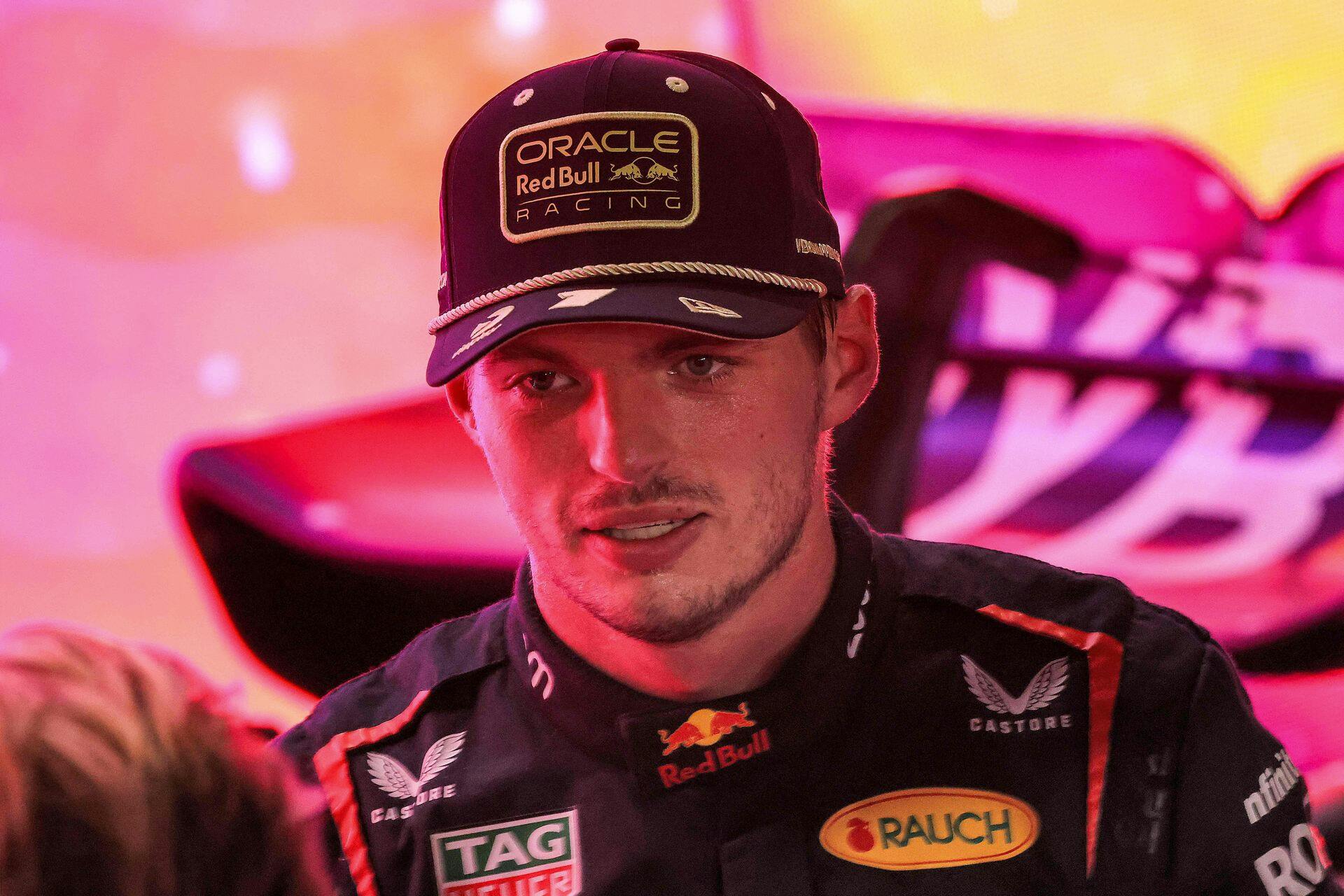 Red Bull Racing's Dutch driver Max Verstappen speaks after the sprint race ahead of the Qatari Formula One Grand Prix at the Lusail International Circuit on October 7, 2023. (Photo by Giuseppe CACACE / AFP)