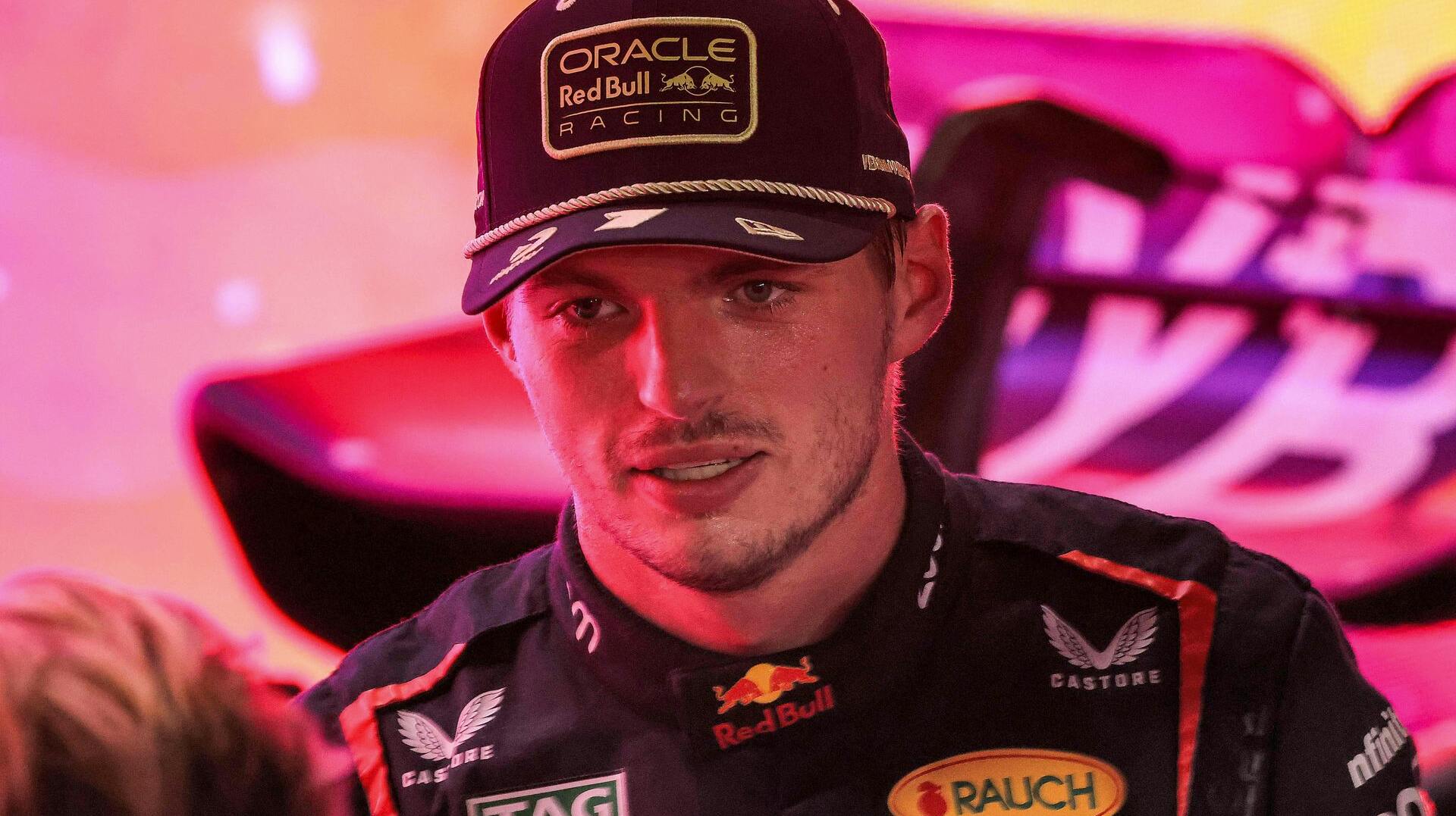 Red Bull Racing's Dutch driver Max Verstappen speaks after the sprint race ahead of the Qatari Formula One Grand Prix at the Lusail International Circuit on October 7, 2023. (Photo by Giuseppe CACACE / AFP)