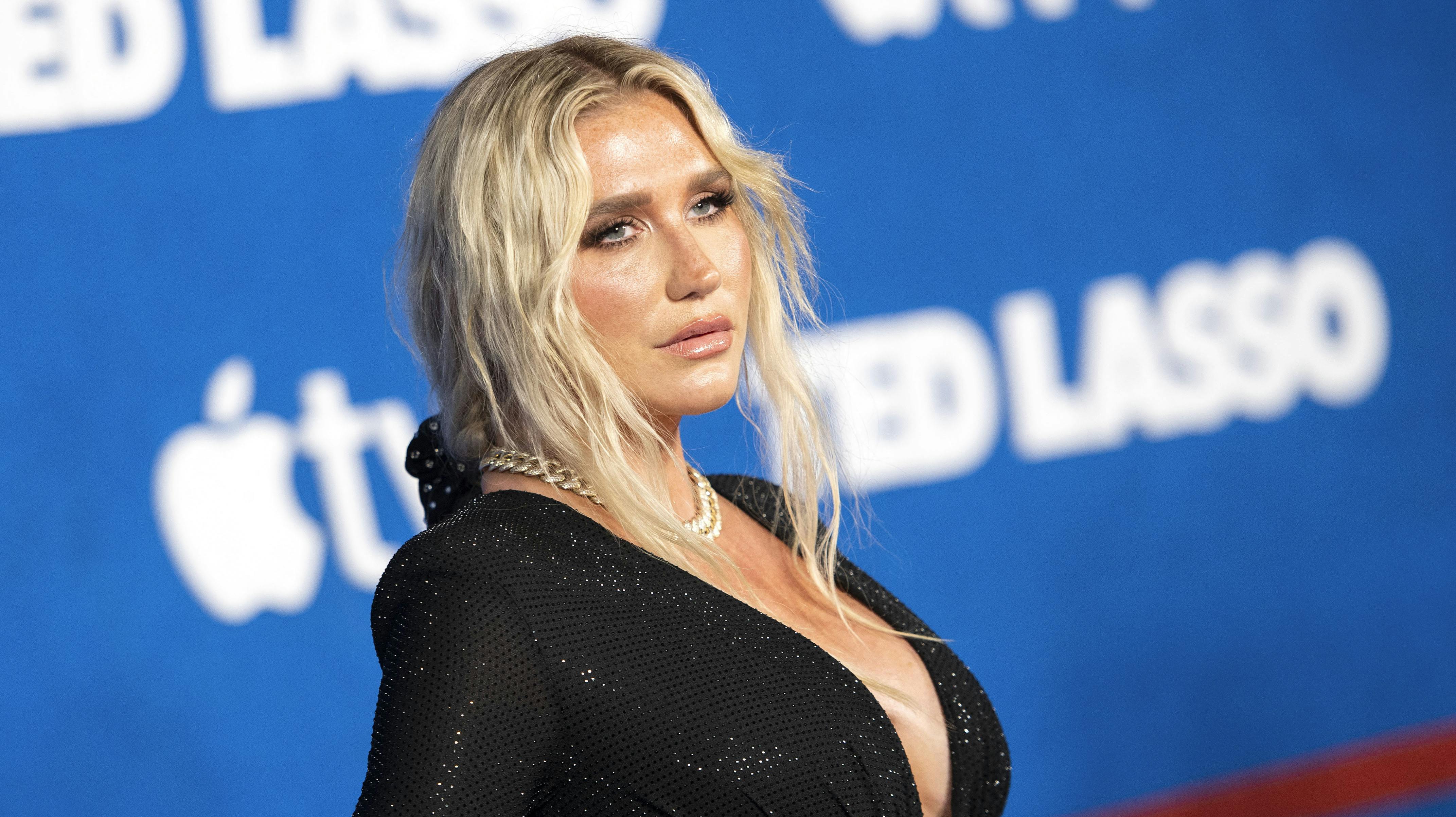Singer/songwriter Kesha attends Apple's "Ted Lasso" season two premiere event red carpet at the Pacific Design Center, in West Hollywood, California, July 15, 2021. VALERIE MACON / AFP