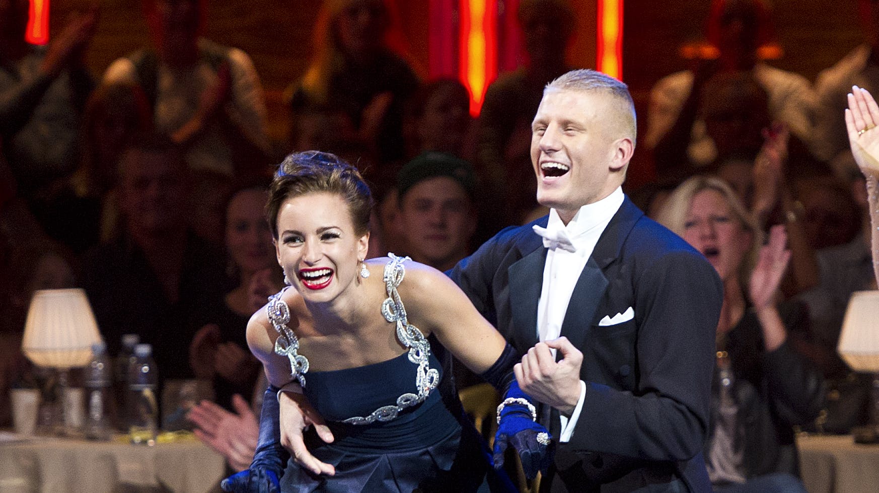 "Vild med dans" 2011 på TV2 - Claudia Rex og Patrick Nielsen jubler over at være gået videre -Dato: 23.09.2011 -Foto: Hanne Juul