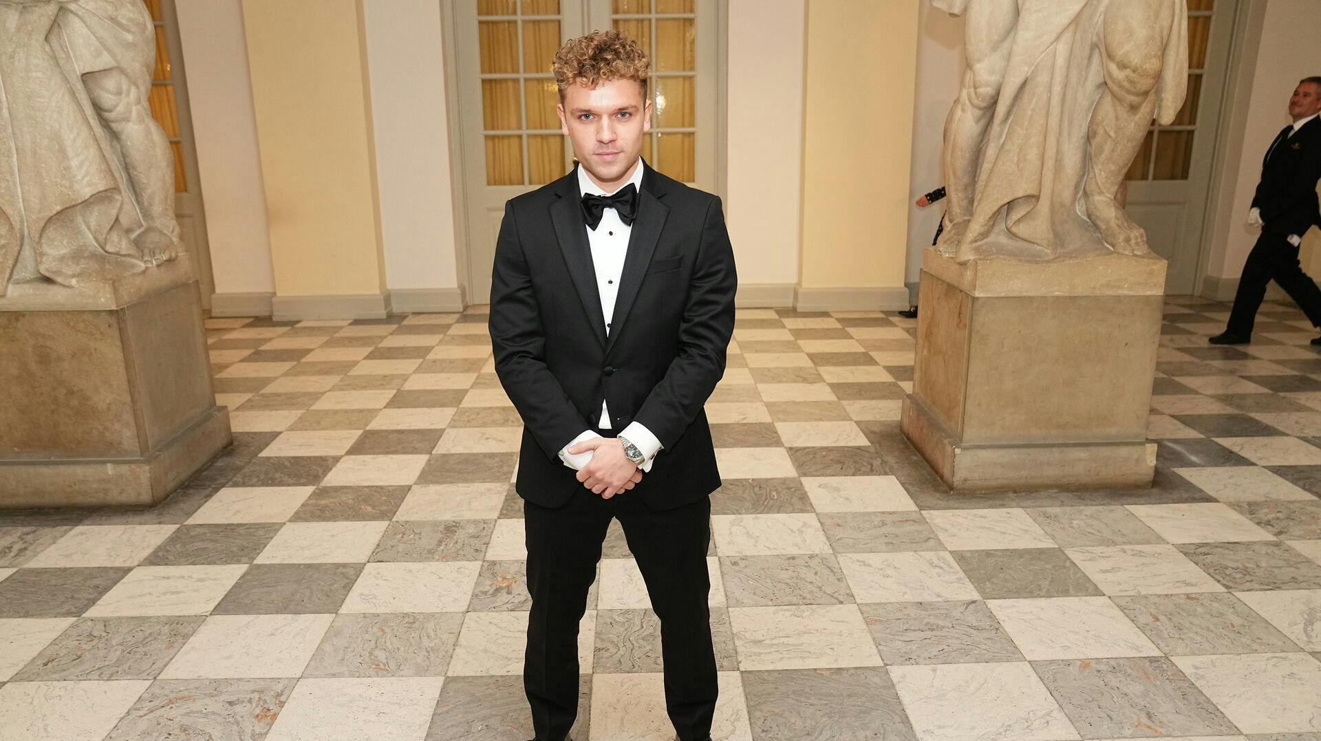 Rasmus Brohave i Drabantsalen ved sin ankomst til prins Christians fødselsdag på Christiansborg Slot i København.