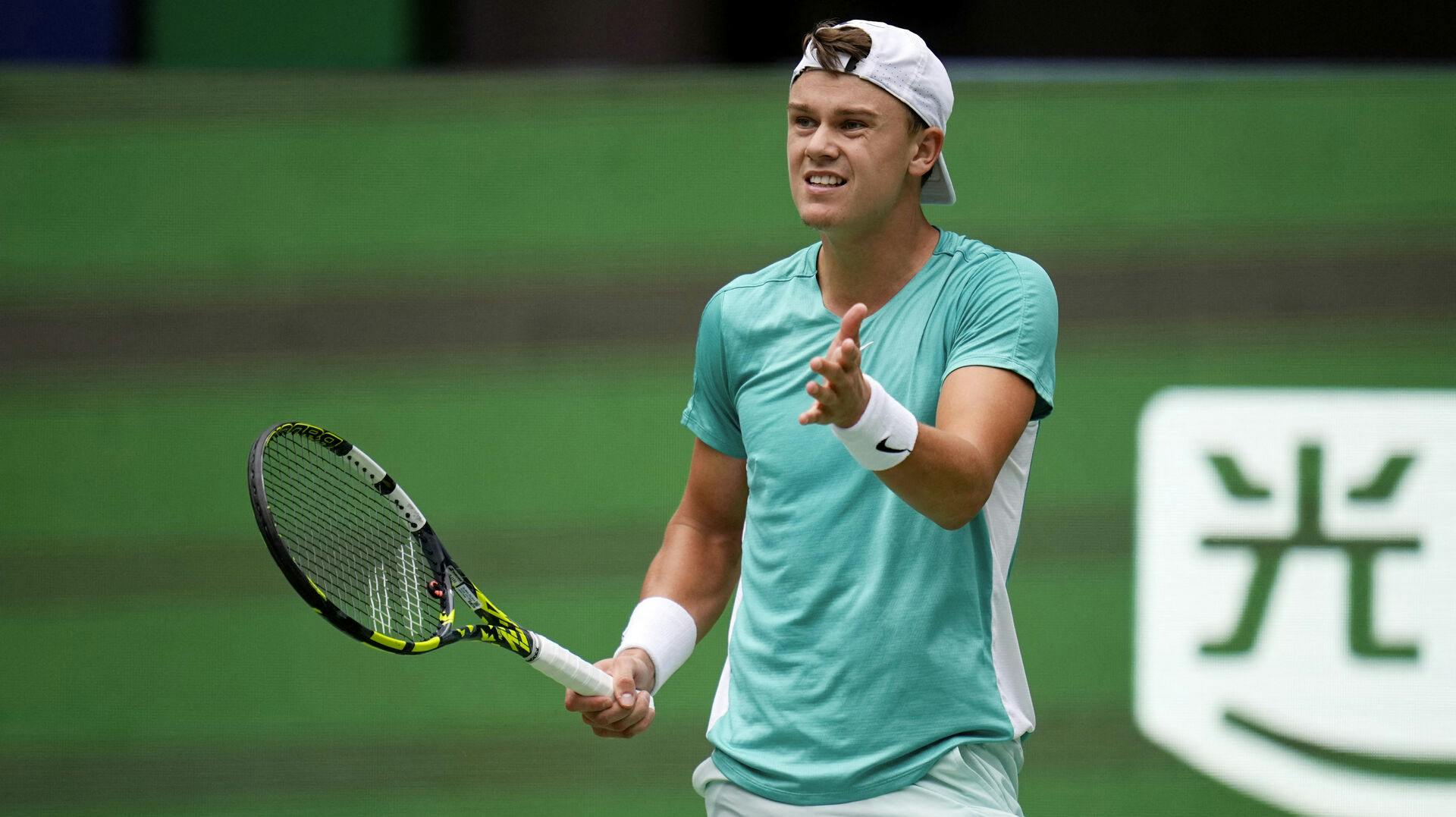 Tennis – ATP Masters 1000 – Shanghai Masters – Qizhong Forest Sports City Arena, Shanghai, China – October 6, 2023 Denmark's Holger Rune reacts during his Round of 64 match against Brandon Nakashima of the U.S. REUTERS/Aly Song