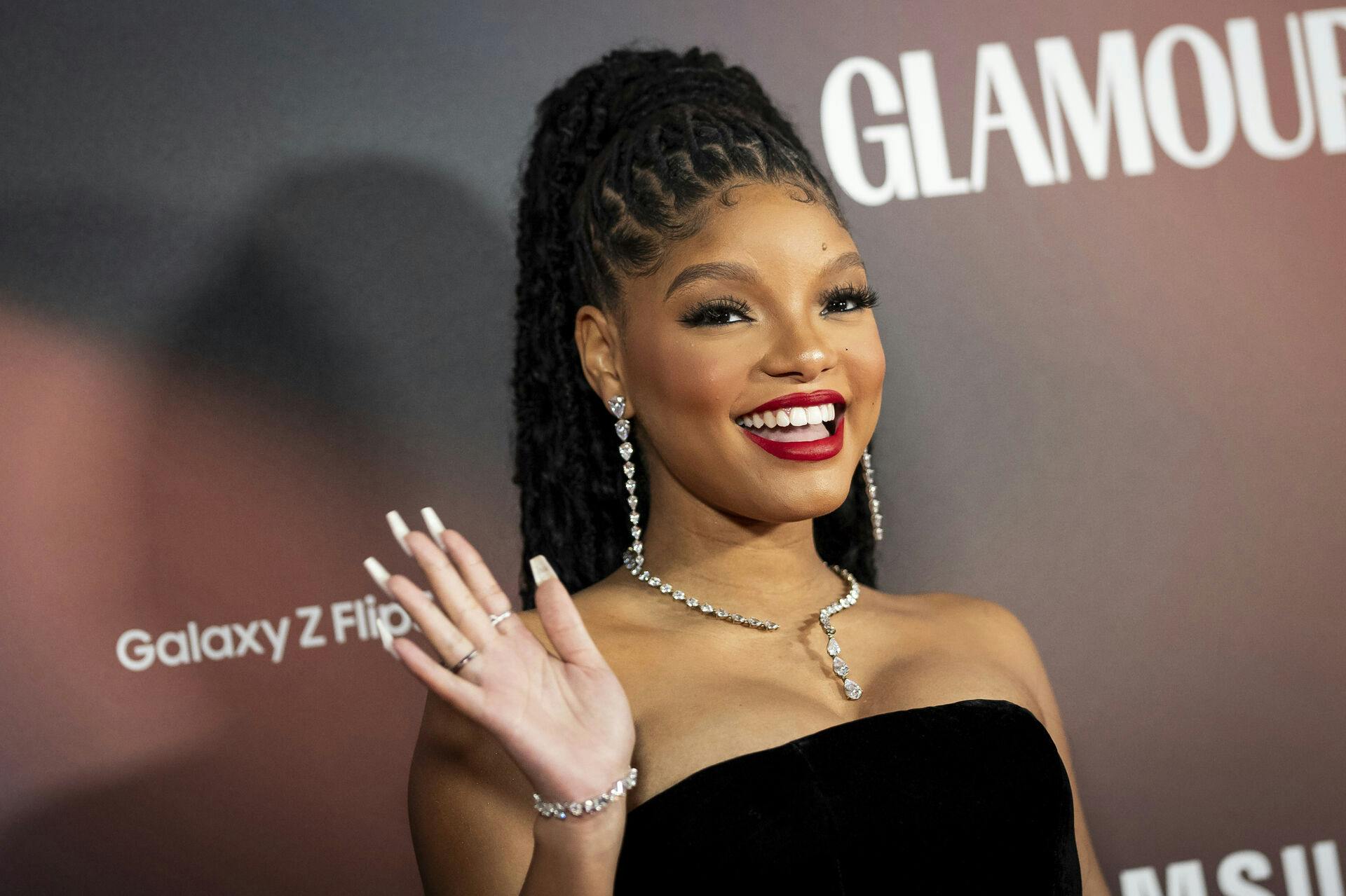 Halle Bailey poses for photographers upon arrival at the Glamour Women of the Year Awards 2023 on Tuesday, OCT. 17, 2023 in London. (Scott Garfitt/Invision/AP)