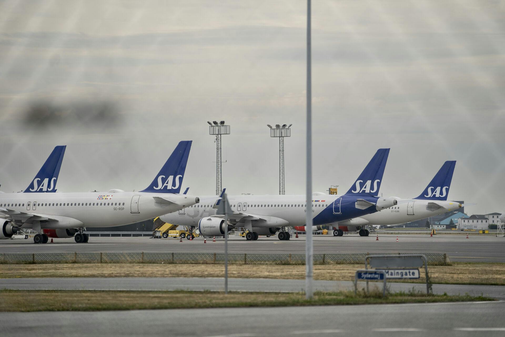 SAS fly på jorden under pilotstrejken, i Københavns Lufthavn, mandag den 18 juli 2022. (Foto: Liselotte Sabroe/Ritzau Scanpix)