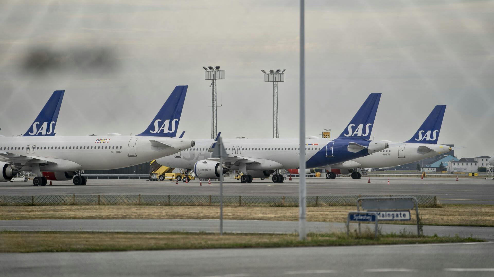 SAS fly på jorden under pilotstrejken, i Københavns Lufthavn, mandag den 18 juli 2022. (Foto: Liselotte Sabroe/Ritzau Scanpix)