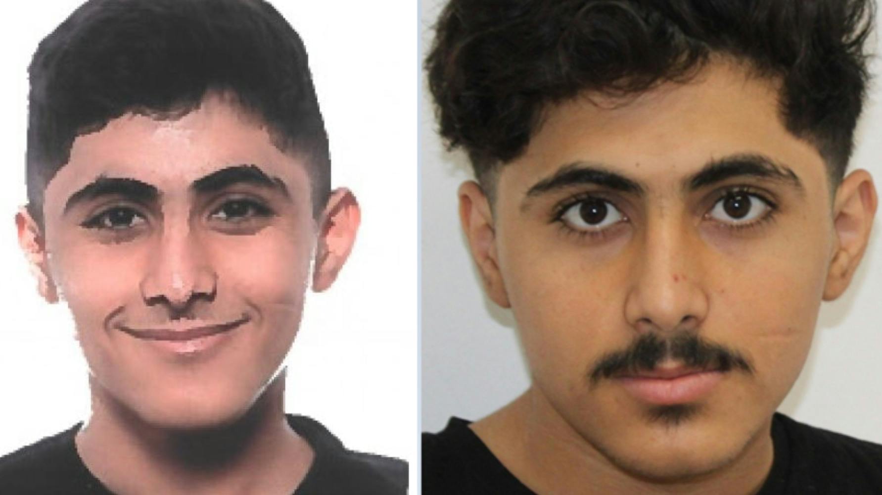 Til venstre ses 16-årige Farhad. Billedet til højre formodes også at være Farhad - billedet er taget i august måned under en ansøgning om asyl i Tyskland.