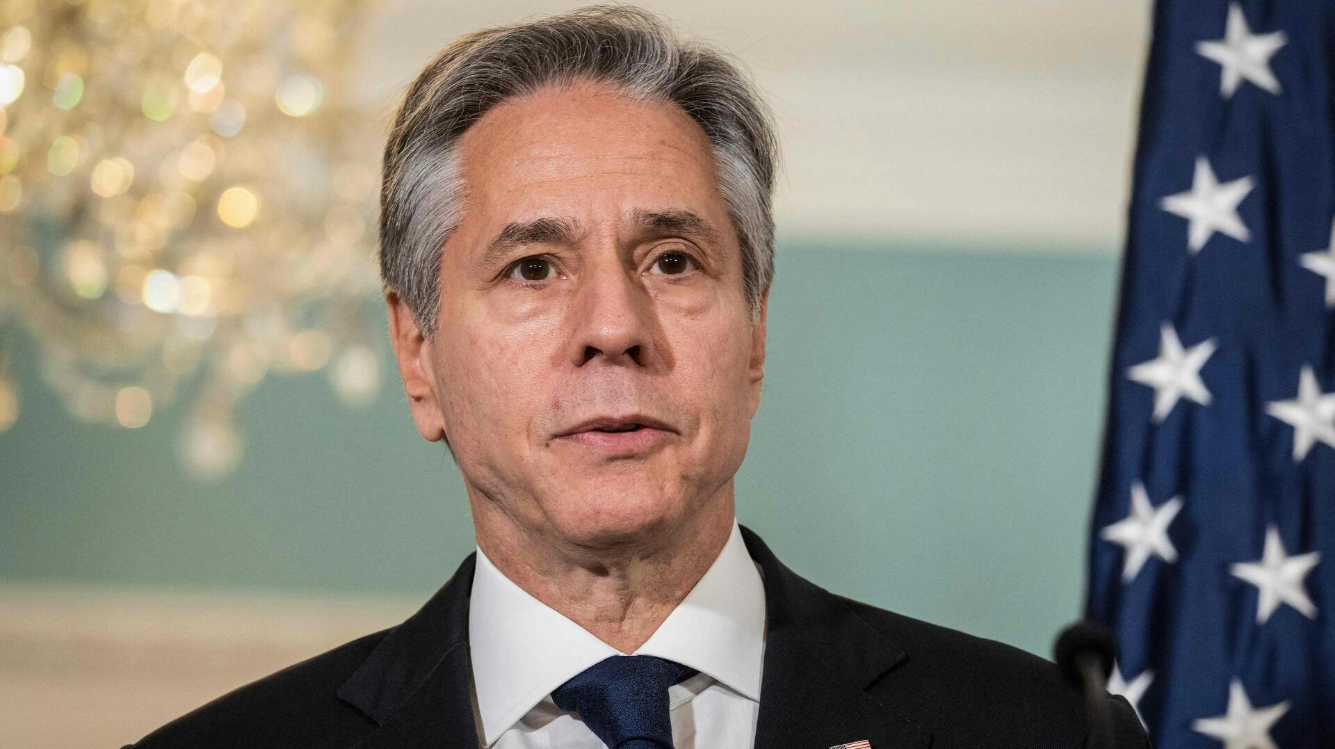 US Secretary of State Anthony Blinken speaks during a meeting with Singaporean Foreign Minister Vivian Balakrishnan at the US Department of State in Washington, DC, on June 16, 2023. (Photo by Jim WATSON / AFP)