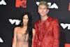 US actress Megan Fox (L) and US singer Machine Gun Kelly arrive for the 2021 MTV Video Music Awards at Barclays Center in Brooklyn, New York, September 12, 2021. (Photo by ANGELA WEISS / AFP)