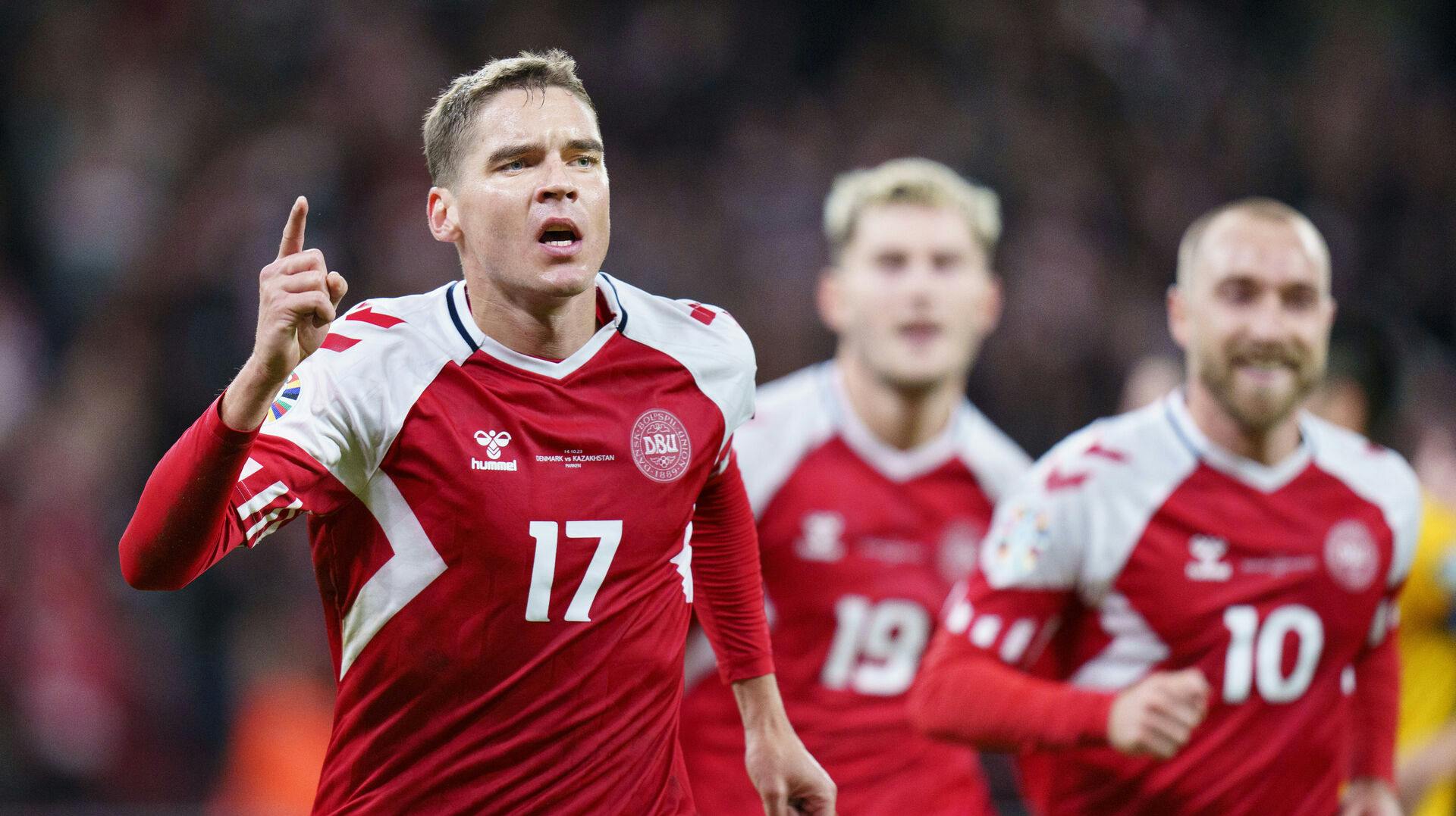 Robert Skov scorede to mål i EM-Kvalifikationskampen mellem Danmark - Kasakhstan.