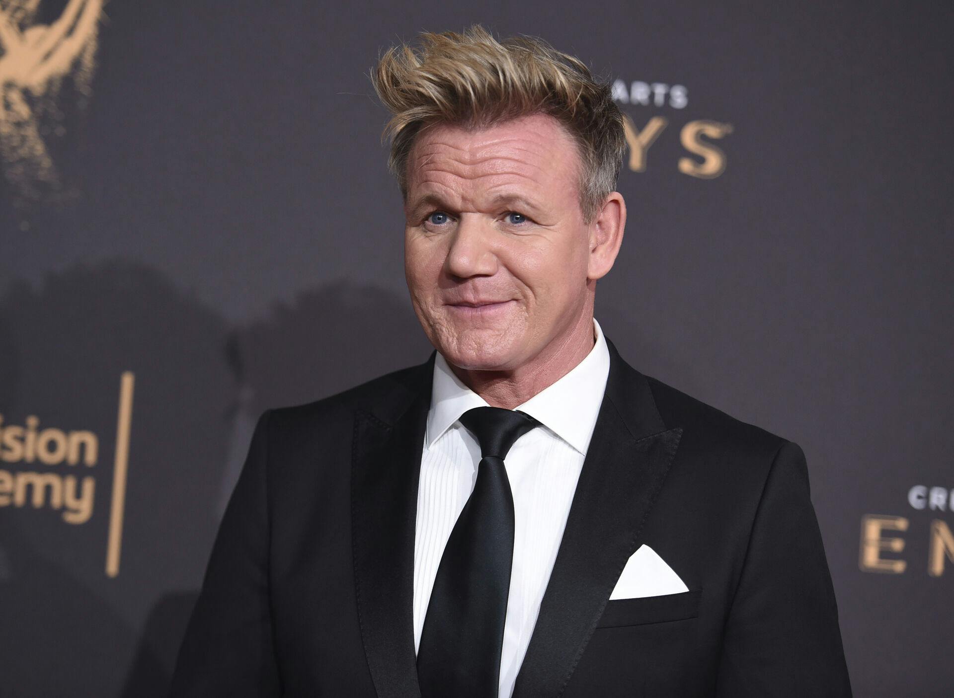 Gordon Ramsay arrives at night one of the Creative Arts Emmy Awards at the Microsoft Theater on Saturday, Sept. 9, 2017, in Los Angeles. (Photo by Richard Shotwell/Invision/AP)