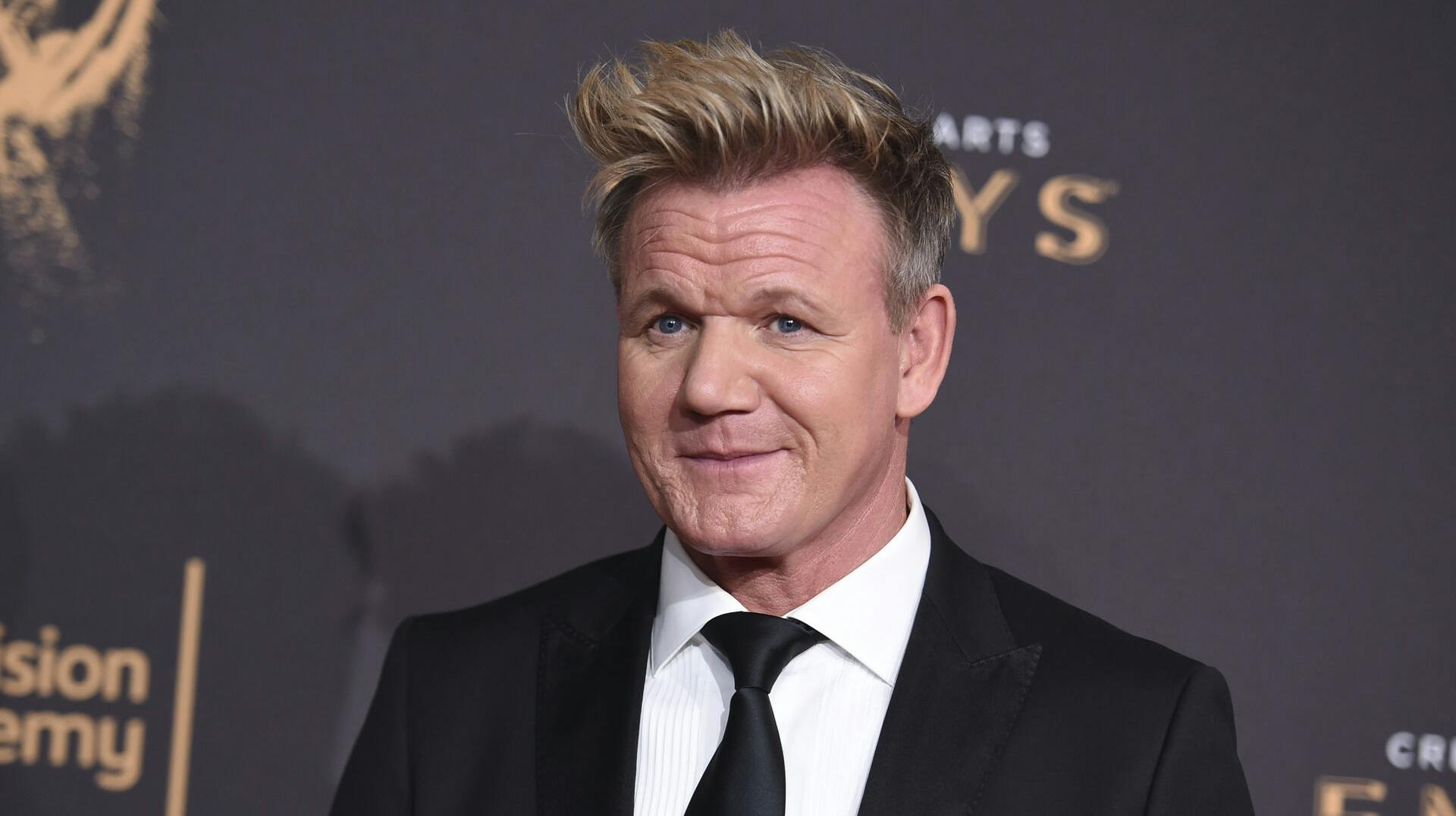 Gordon Ramsay arrives at night one of the Creative Arts Emmy Awards at the Microsoft Theater on Saturday, Sept. 9, 2017, in Los Angeles. (Photo by Richard Shotwell/Invision/AP)