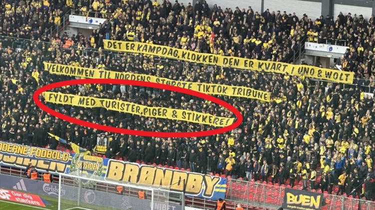 Fanafdelingen i Brøndby er lige nu i modvind grundet dette banner til dagens derby mod FC København. 