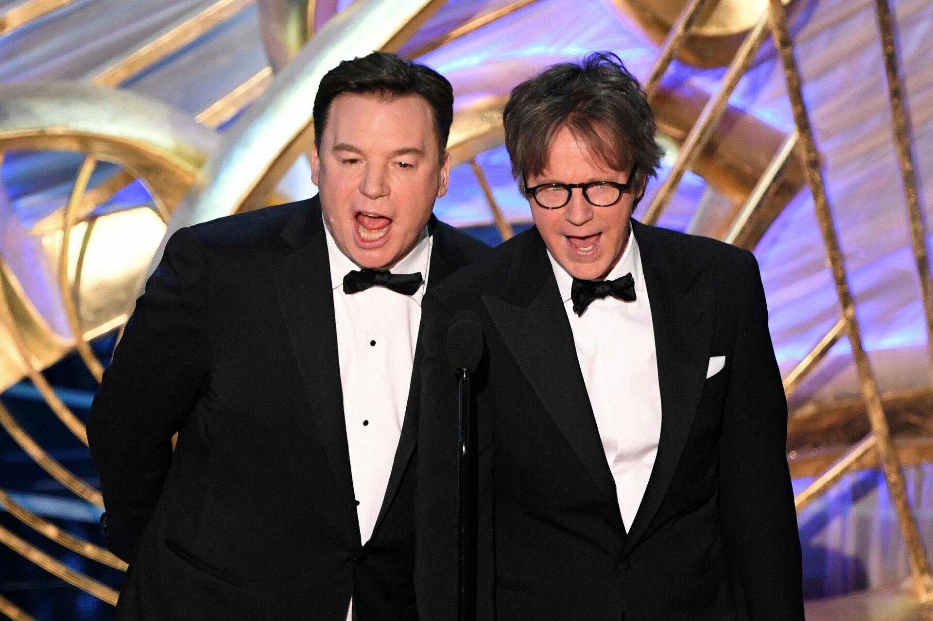 Comedian Mike Myers (L) and Dana Carvey present an award during the 91st Annual Academy Awards at the Dolby Theatre in Hollywood, California on February 24, 2019. VALERIE MACON / AFP