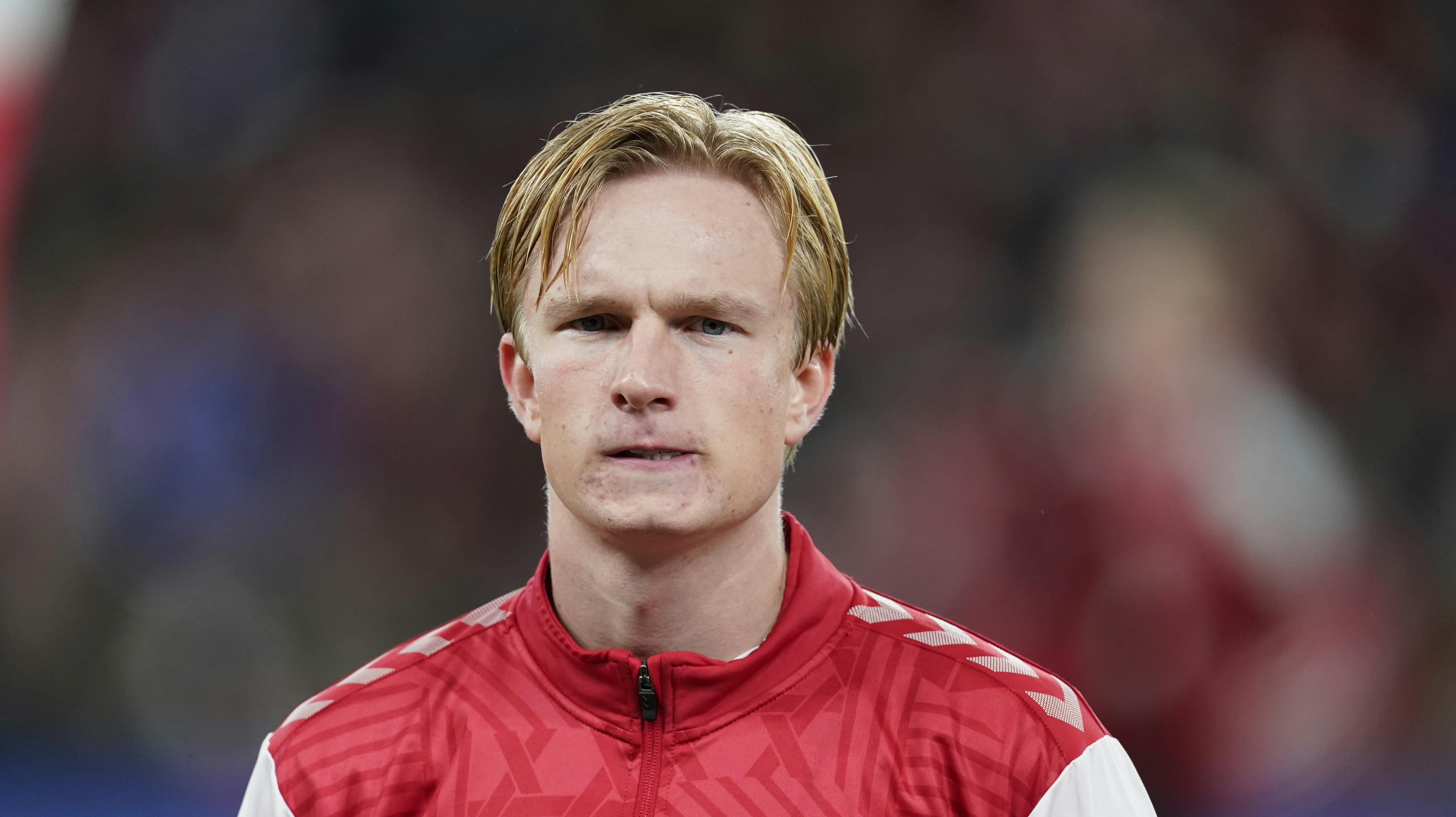 Viktor Kristiansen kunne høre den danske nationalsang fra banen for første gang fredag aften.