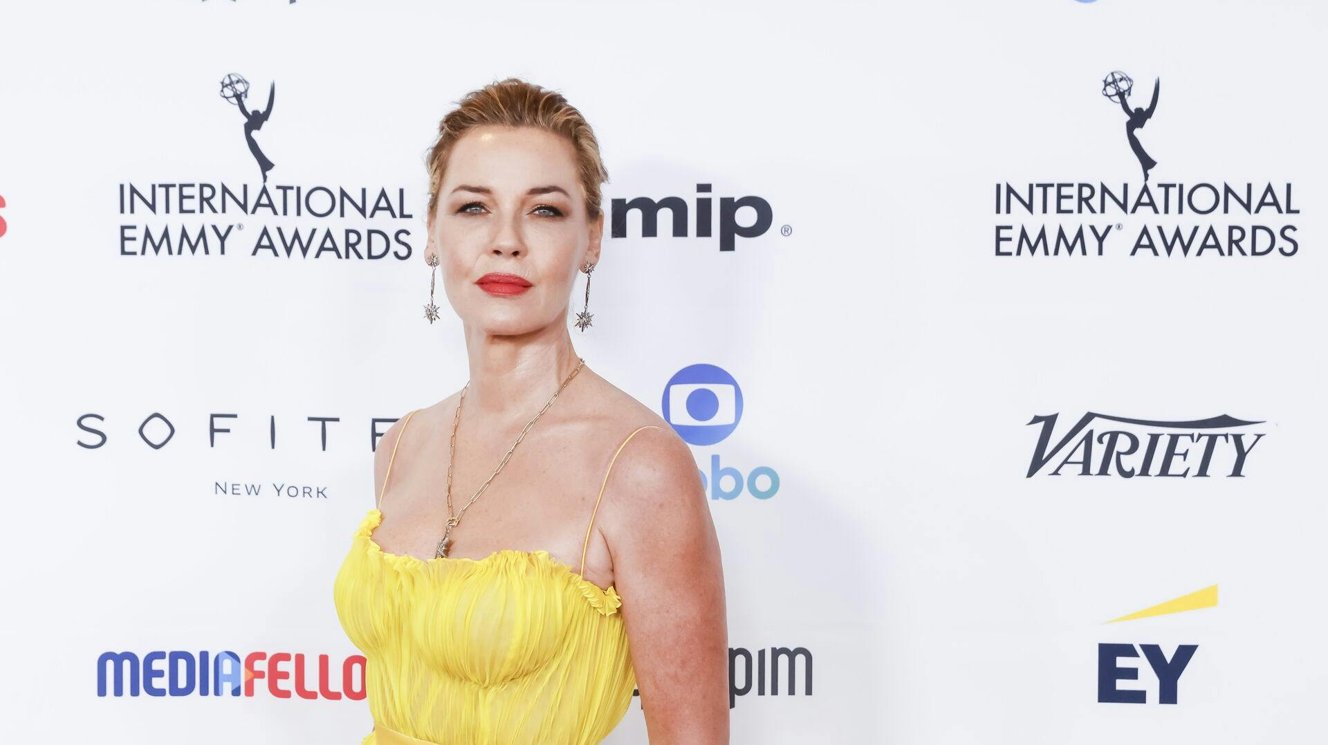 epa10986910 Danish actor Connie Nielsen poses on the red carpet for the 51st annual International Emmy Awards, presented by the International Academy of Television Arts and Sciences, in New York, New York, USA, 20 November 2023. EPA/PETER FOLEY