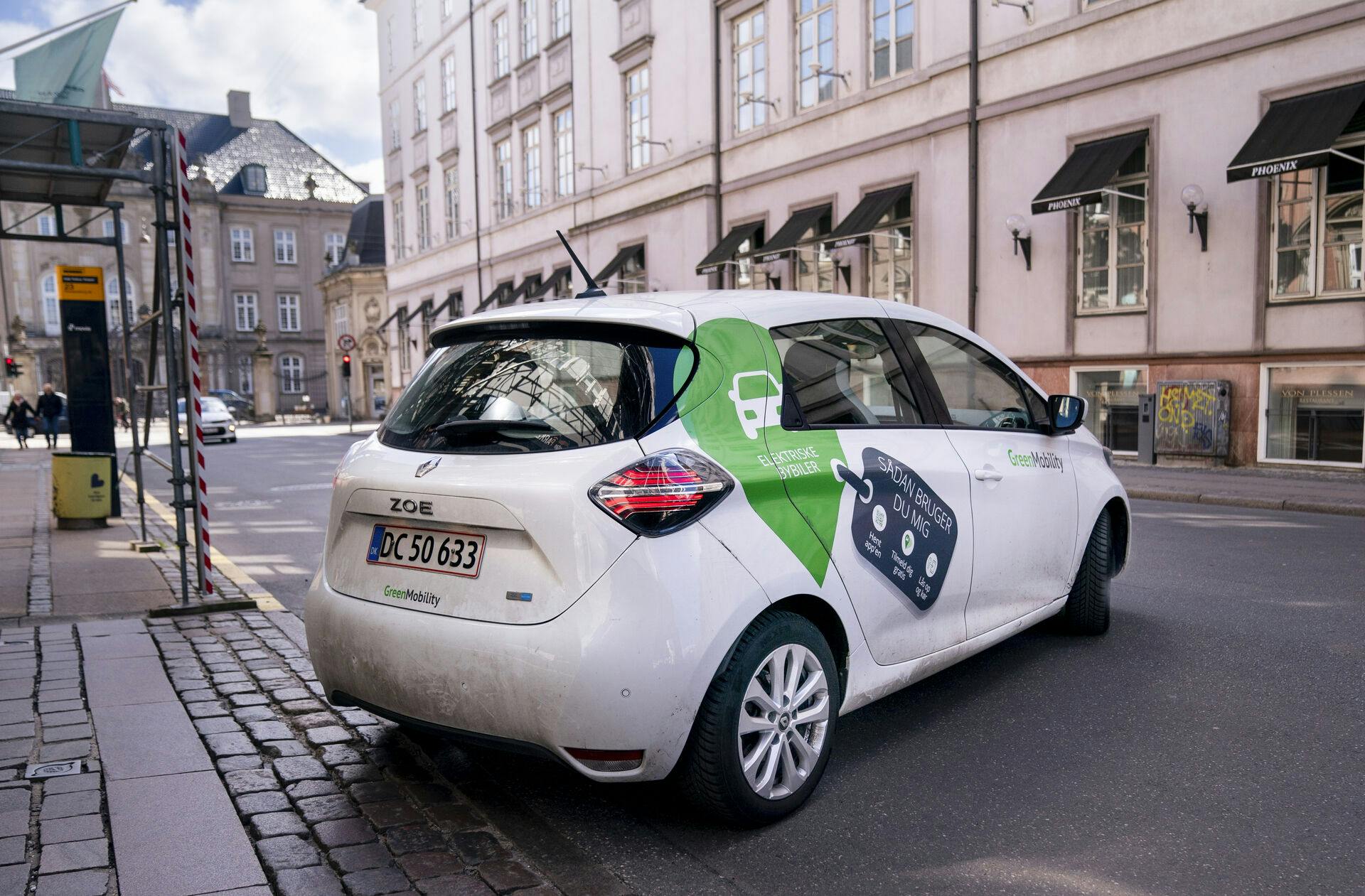 GreenMobility biler, i København mandag 11. april 2022.. (Foto: Liselotte Sabroe/Ritzau Scanpix)
