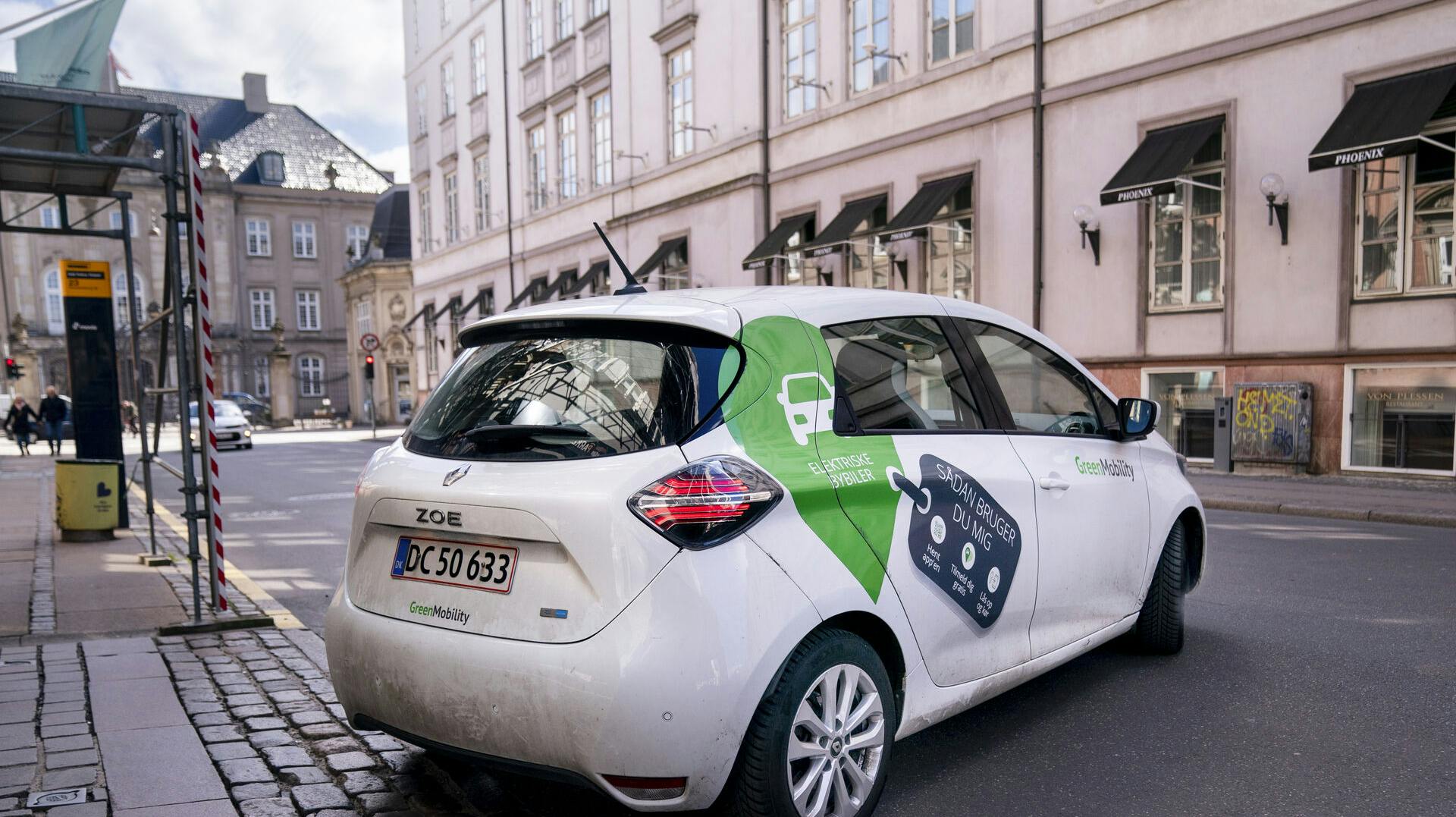 GreenMobility biler, i København mandag 11. april 2022.. (Foto: Liselotte Sabroe/Ritzau Scanpix)