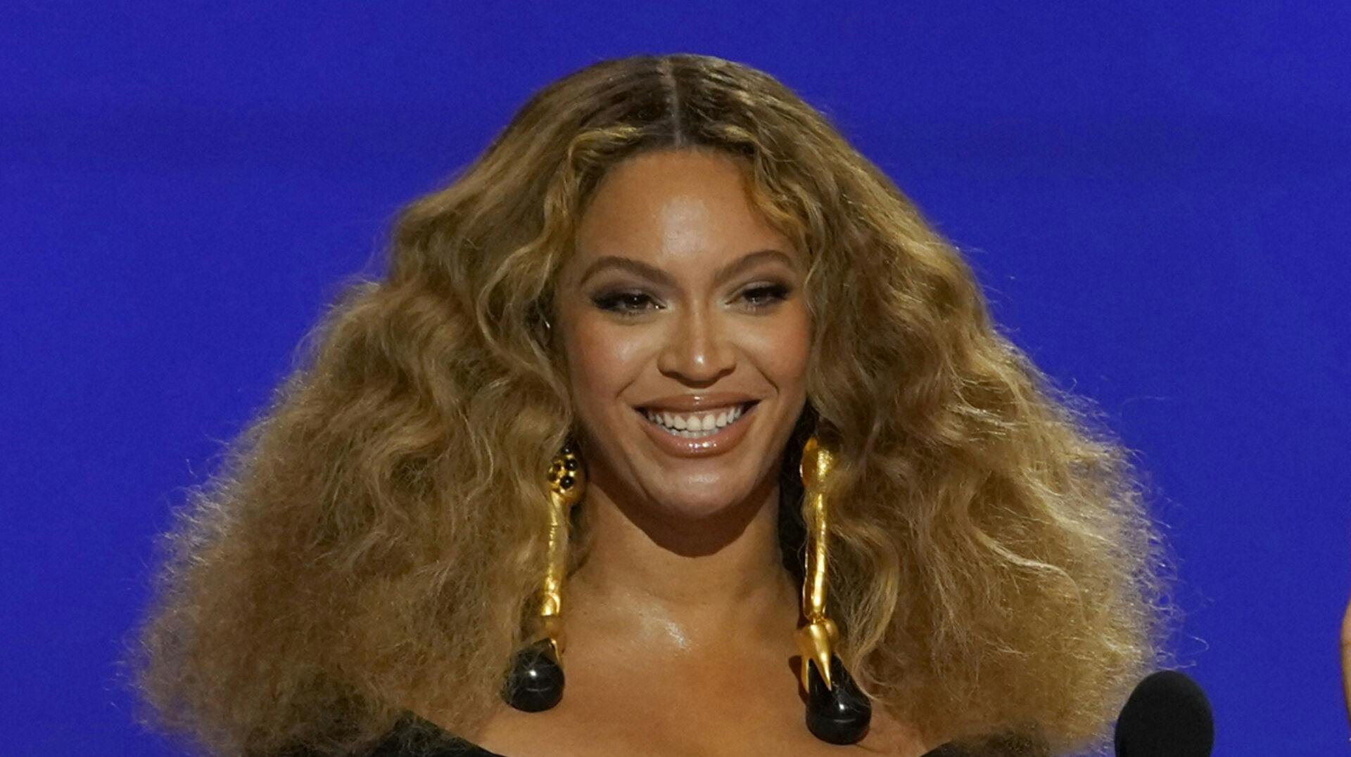 FILE - Beyoncé appears at the 63rd annual Grammy Awards in Los Angeles on March 14, 2021. (AP Photo/Chris Pizzello, File)