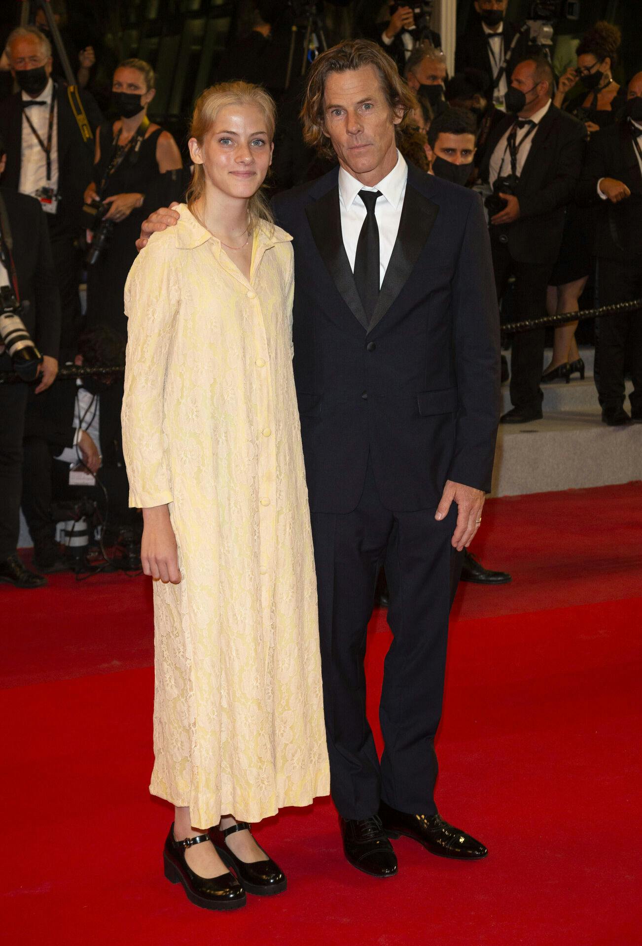 Danny Moder and daughter Hazel Moder attends the premiere of 'Flag Day' during the 74th Annual Cannes Film Festival at Palais des Festivals in Cannes, France, on 10 July 2021. Photo by: Boesl/picture-alliance/dpa/AP Images