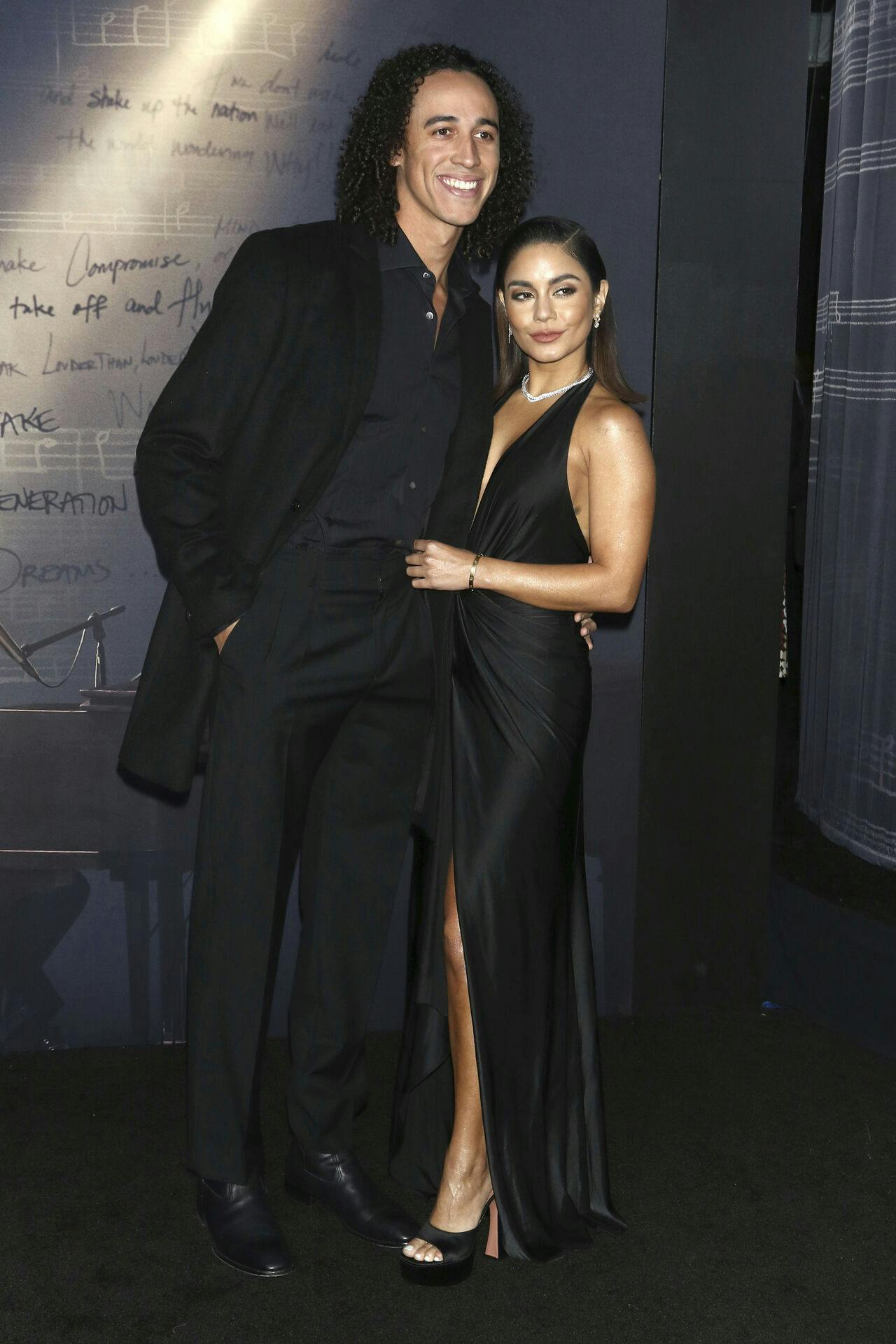 Cole Tucker, left, and Vanessa Hudgens attend the premiere of "tick, tick...Boom!" at the Gerald Schoenfeld Theatre on Monday, Nov. 15, 2021, in New York. (Photo by Greg Allen/Invision/AP)