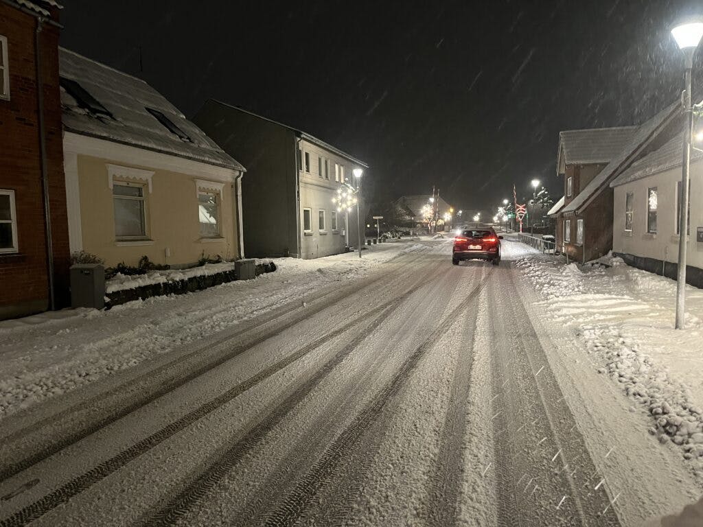 I Engesvang i Midtjylland fik de for få dage siden et kraftigt snevejr.