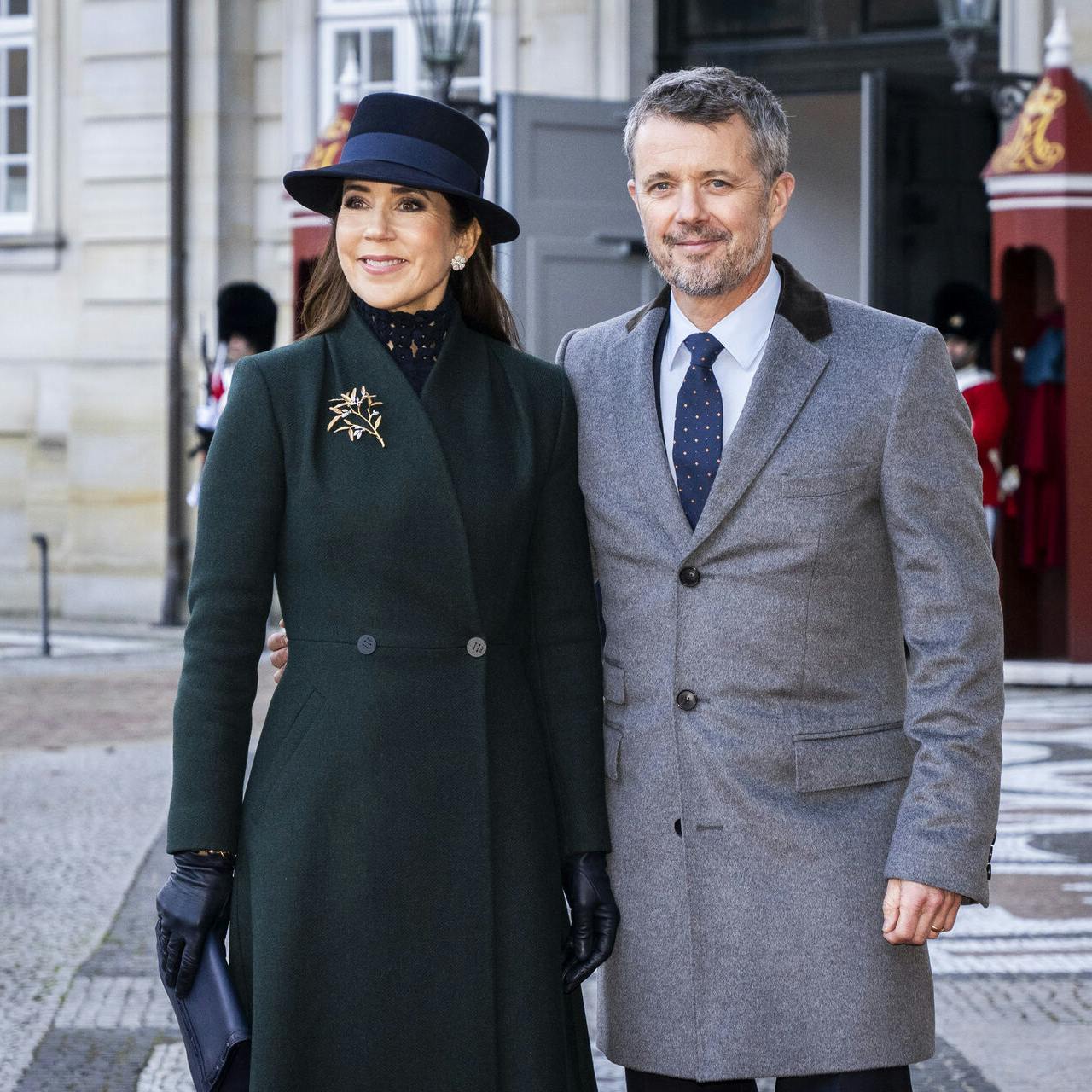 Crown Prince Frederik and Crown Princess Mary arrive before the Spanish royal couple arrive at Amalienborg Palace in Copenhagen, Monday, November 6, 2023. King Felipe and Queen Letizia begin a three-day state visit to Denmark.. (Photo: Ida Marie Odgaard/Ritzau Scanpix)