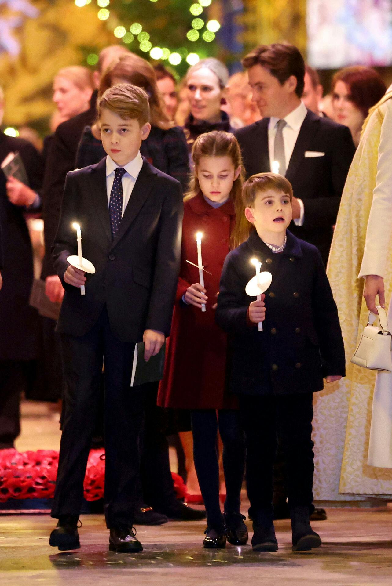 Prince George of Wales, Princess Charlotte of Wales and Prince Louis of Wales attend The "Together At Christmas" Carol Service at Westminster Abbey on December 08, 2023 in London, Britain. Chris Jackson/Pool via REUTERS