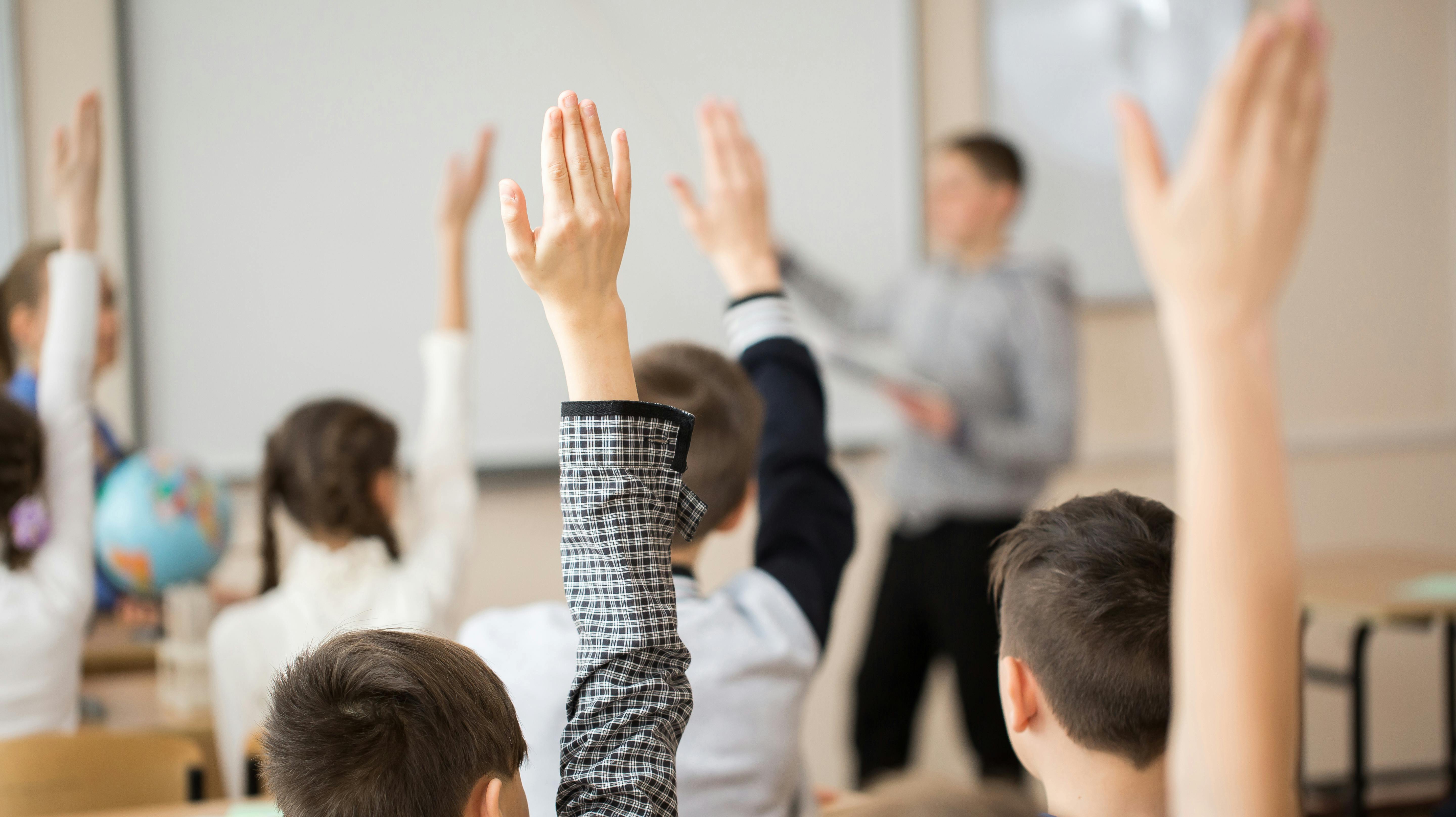 School children in classroom at lesson