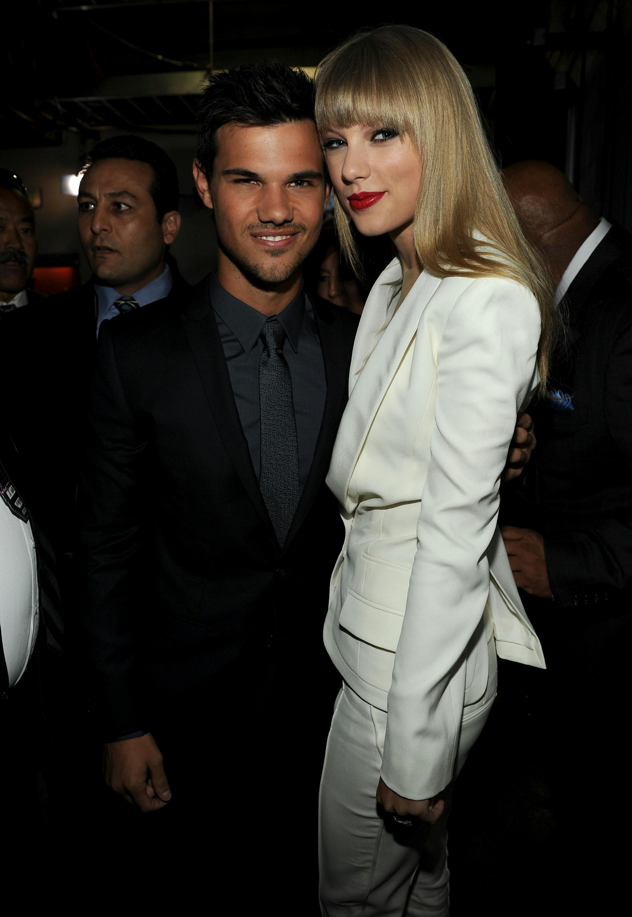 LOS ANGELES, CA - SEPTEMBER 6: (L-R) Taylor Lautner and Taylor Swift backstage at the 2012 MTV Video Music Awards at Staples Center on September 6, 2012 in Los Angeles, California. (Photo by Frank Micelotta/Invsion/AP)