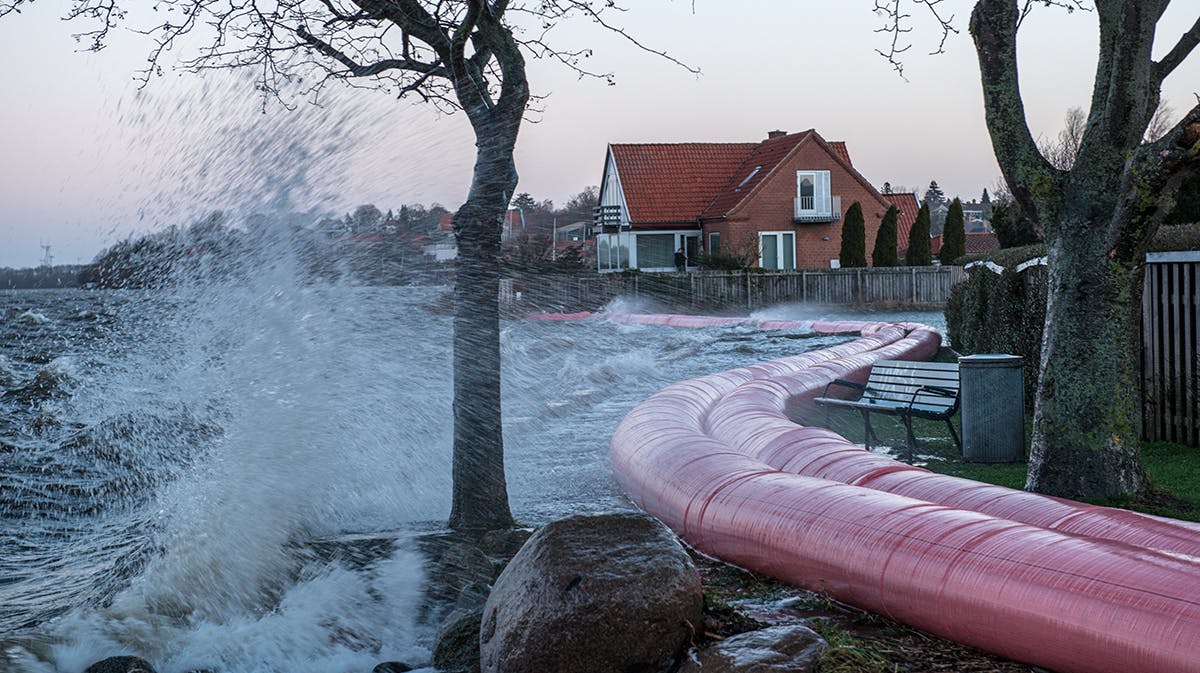 Stormen Urd, der oversvømmede Roskilde havn.