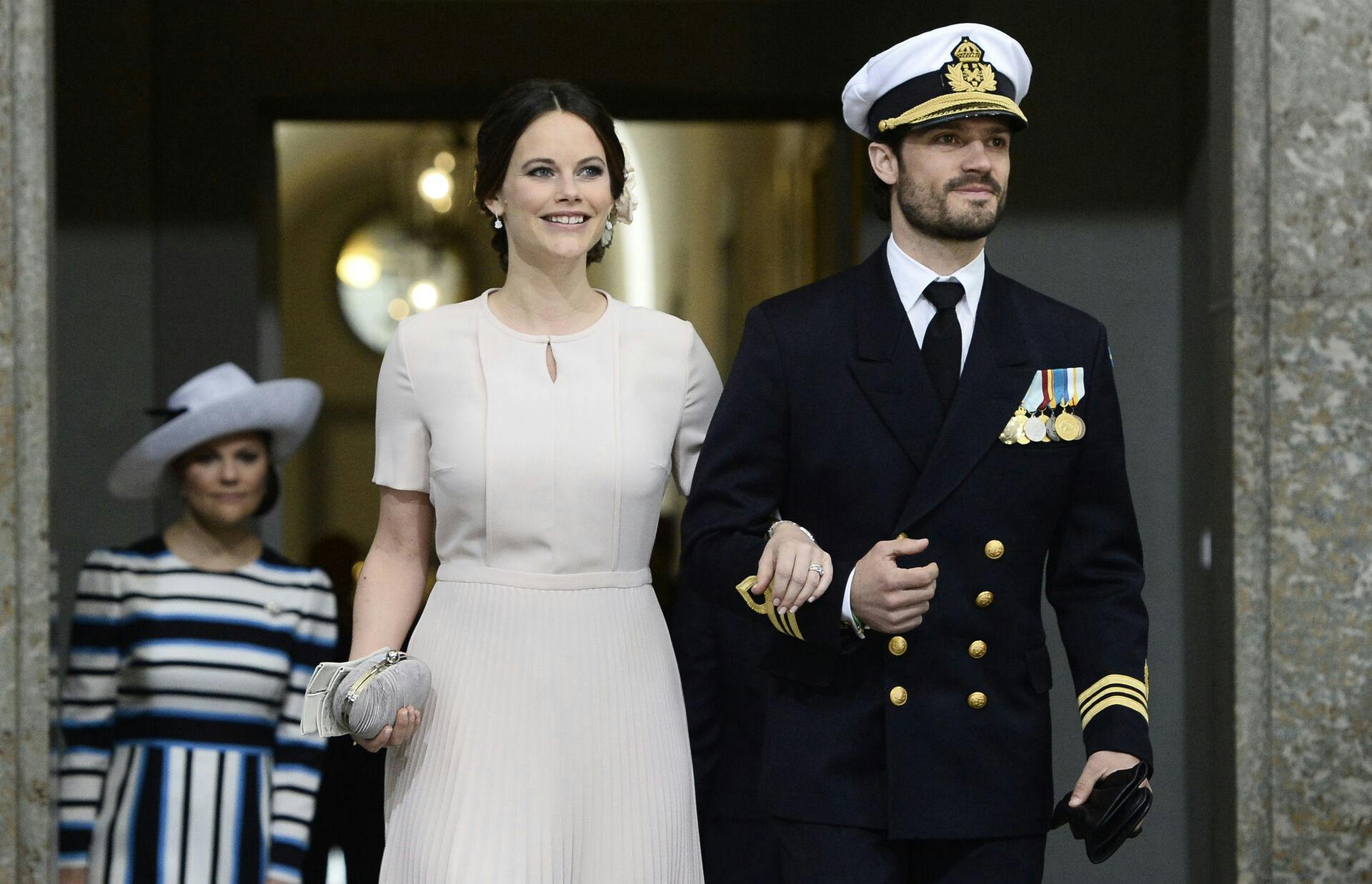 (FILES) In this file photo taken on April 30, 2016 Sweden's Princess Sofia and Prince Carl Philip arrive for the Te Deum thanksgiving service in the Royal Chapel during King Carl XVI Gustaf of Sweden's 70th birthday celebrations in Stockholm. - Sweden's Prince Carl Philip and his wife Princess Sofia are self-isolating after testing positive for the new coronavirus, the royal palace said on November 26, 2020. (Photo by Maja Suslin/TT / TT News Agency / AFP) / Sweden OUT