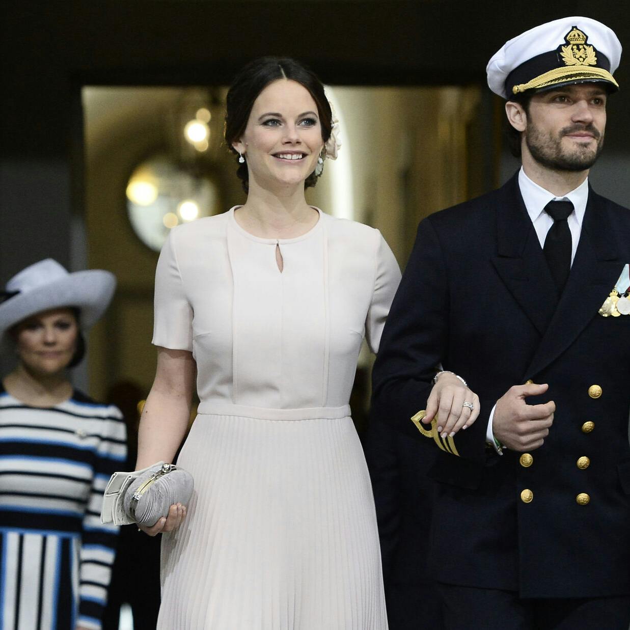 (FILES) In this file photo taken on April 30, 2016 Sweden's Princess Sofia and Prince Carl Philip arrive for the Te Deum thanksgiving service in the Royal Chapel during King Carl XVI Gustaf of Sweden's 70th birthday celebrations in Stockholm. - Sweden's Prince Carl Philip and his wife Princess Sofia are self-isolating after testing positive for the new coronavirus, the royal palace said on November 26, 2020. (Photo by Maja Suslin/TT / TT News Agency / AFP) / Sweden OUT