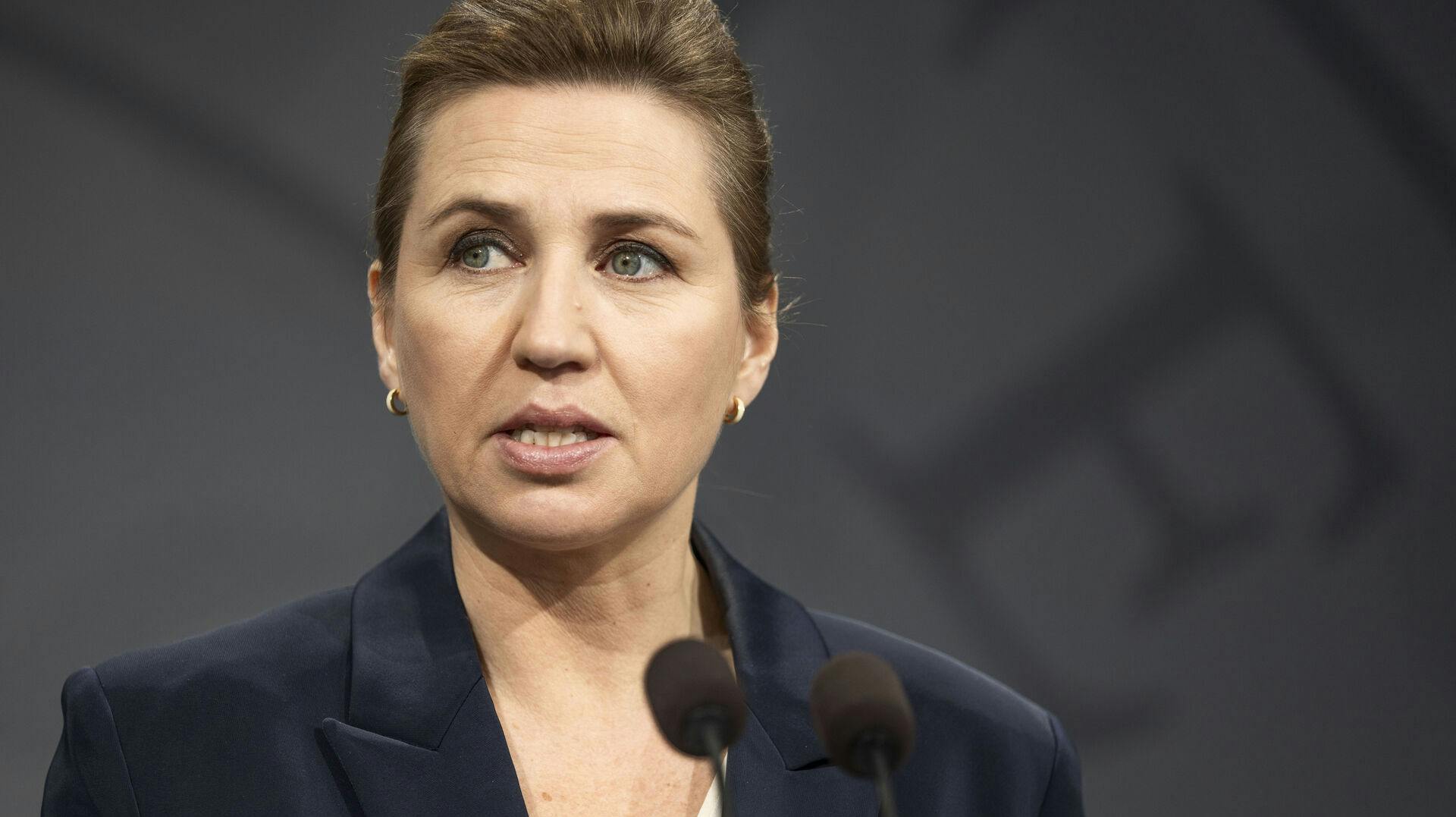 Statsminister Mette Frederiksen (S). Pressemøde om forsvarssamarbejdet med USA, i Spejlsalen i Statsministeriet i København, tirsdag den 19. december 2023.. (Foto: Thomas Traasdahl/Ritzau Scanpix)