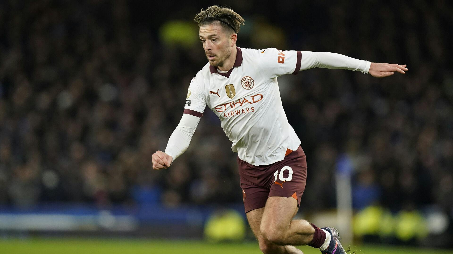 Jack Grealish i aktion mod Everton onsdag aften, hvor der var indbrud i hans palæ.